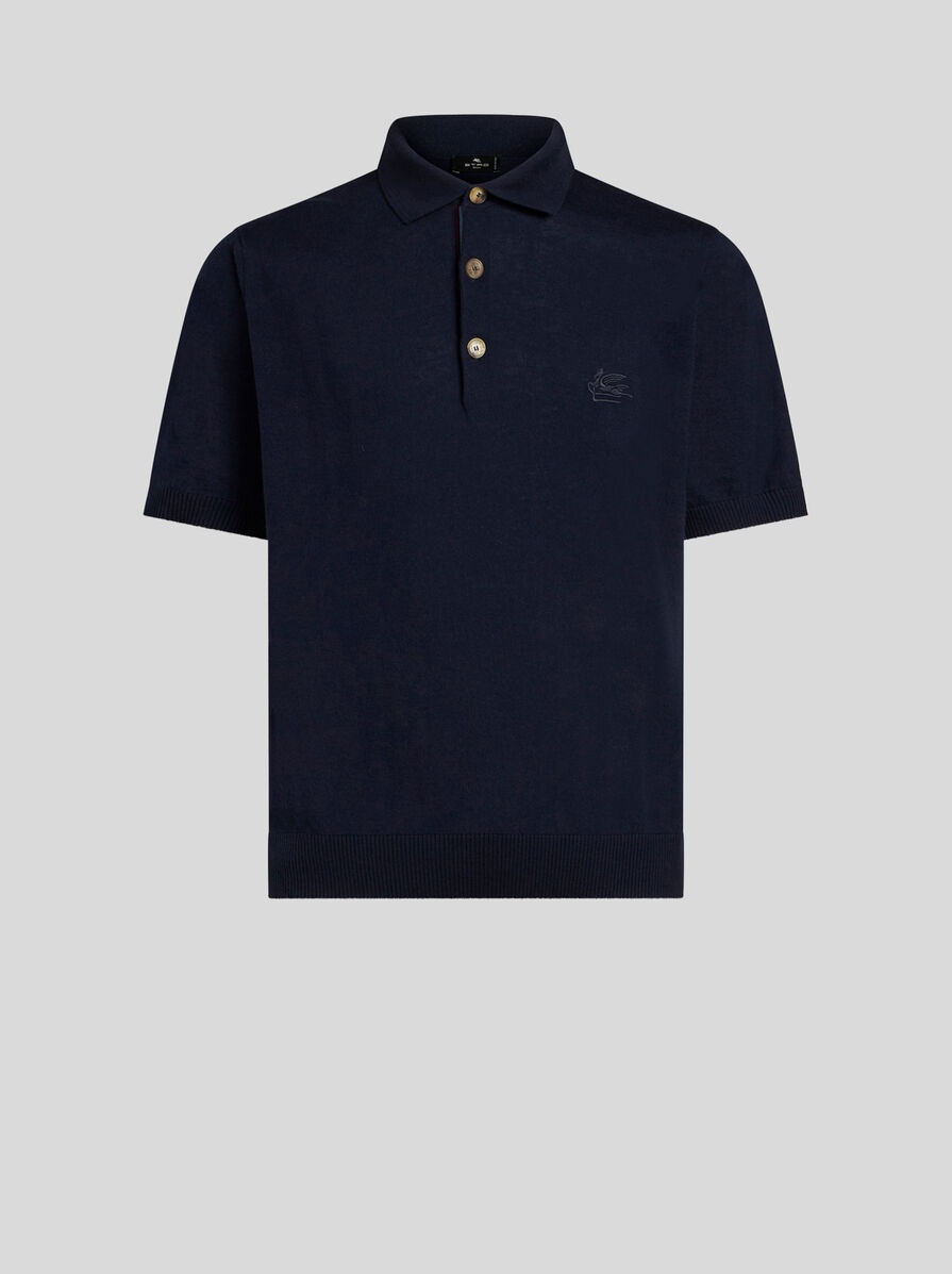 KNIT POLO SHIRT WITH EMBROIDERED PEGASO - 1