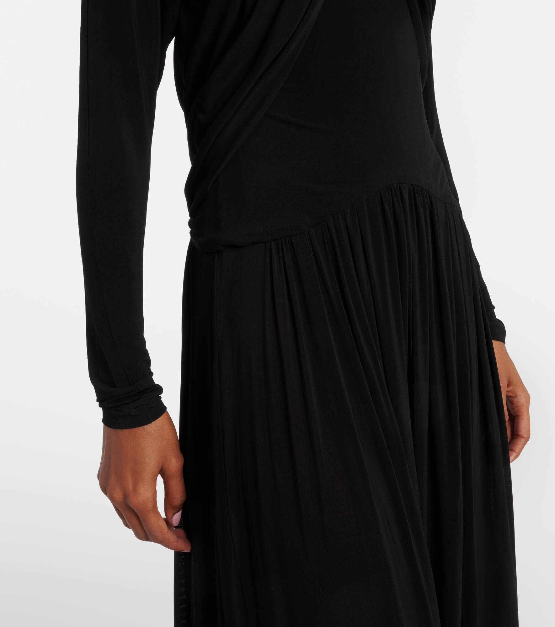 Galina draped gathered jersey maxi dress - 5