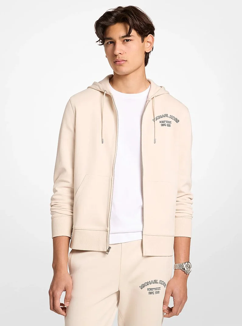 Logo Cotton Blend Zip-Up Hoodie - 1