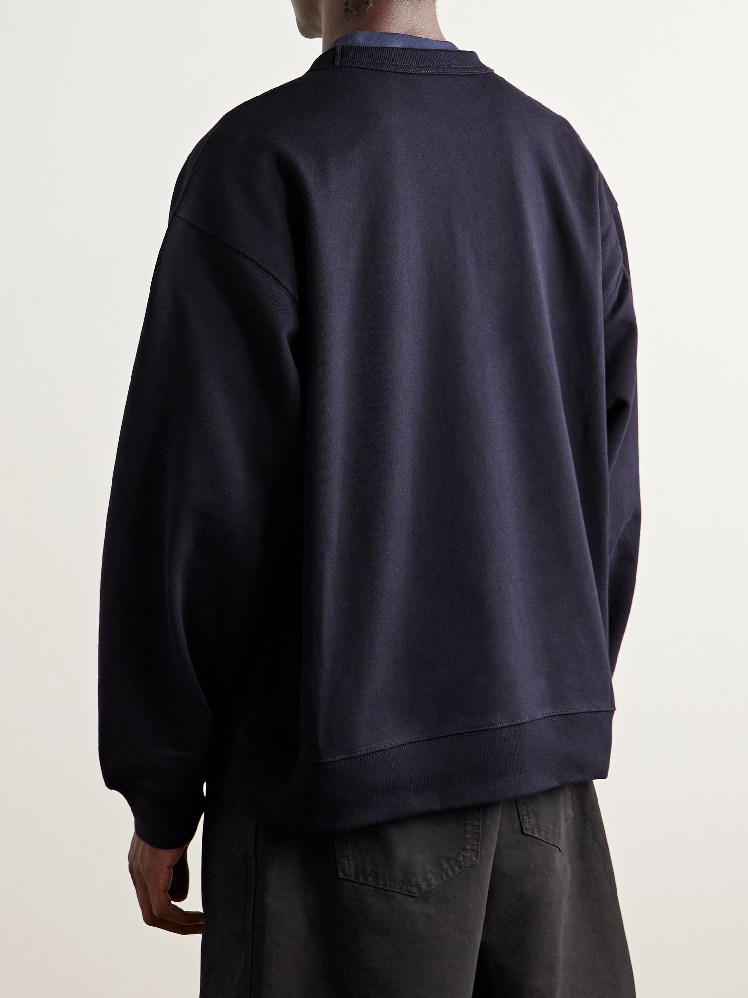 Oversized Cotton-Jersey Sweatshirt Navy - 3