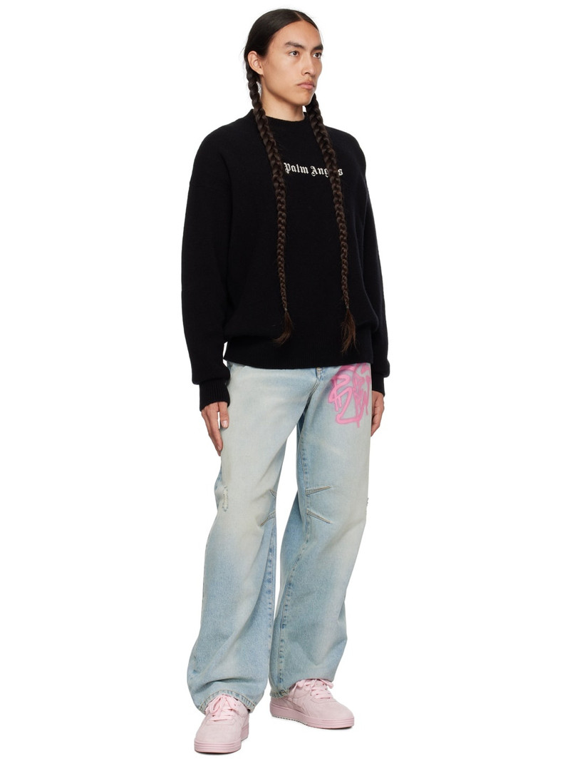 Palm Angels Black Embroidered Sweater outlook