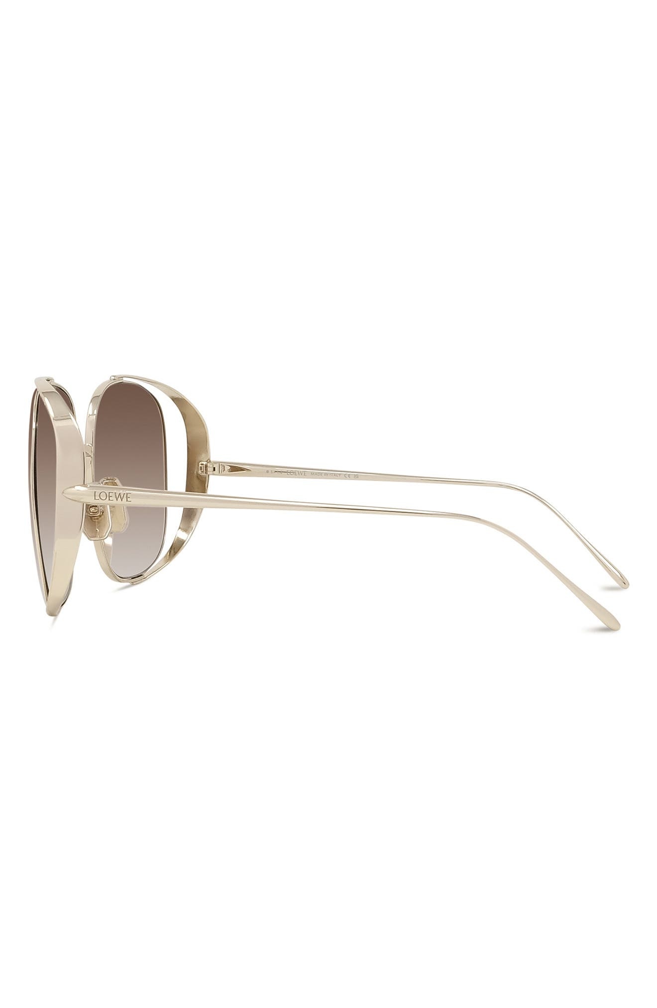 Loewe Signature 57mm Gradient Rectangular Sunglasses in Gold /Gradient Brown at Nordstrom - 6
