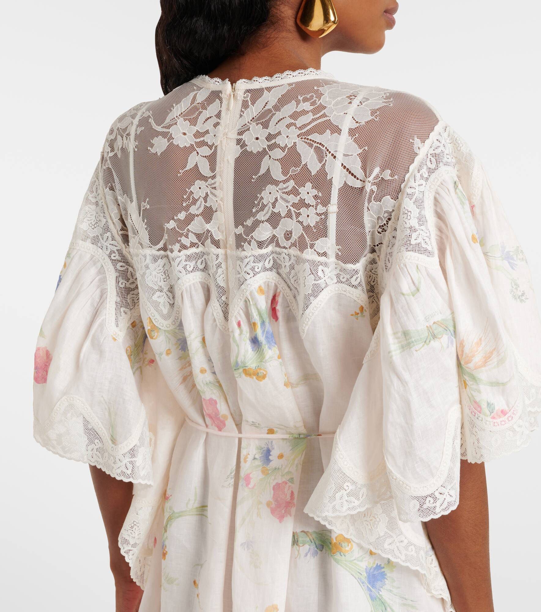 Lucky lace-trimmed linen minidress - 5