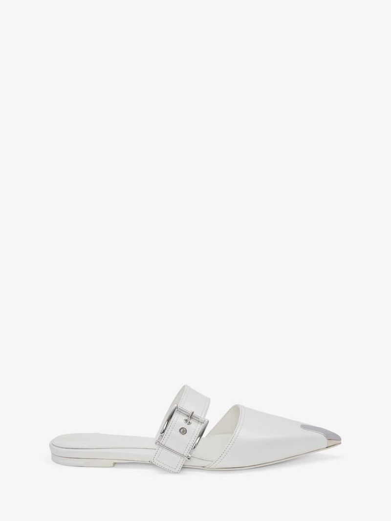 Punk Flat Mule in Ivory/silver - 1
