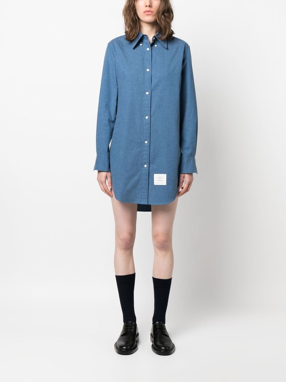 logo-patch shirt dress - 2