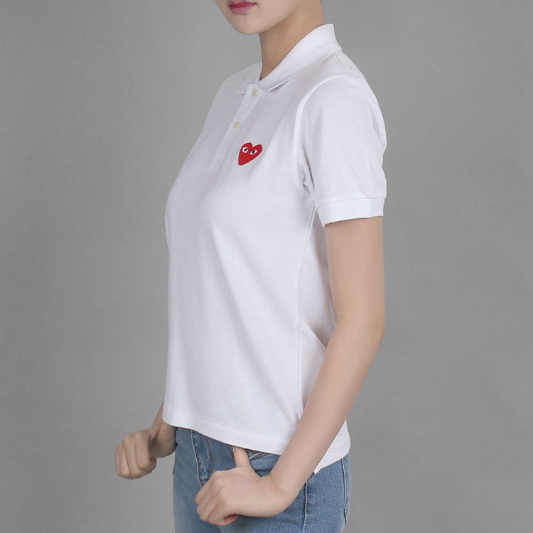 (WMNS) COMME des GARCONS PLAY Polo Red Emblem 'White' AZ-T005-051-5 - 5