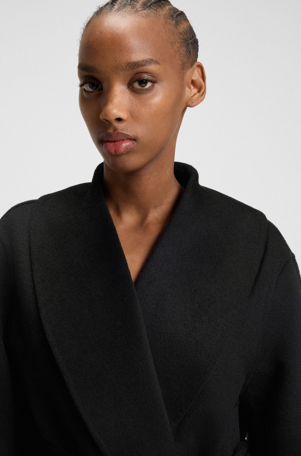 RELAXED-FIT ROBE-STYLE COAT WITH TIE-UP BELT - 5