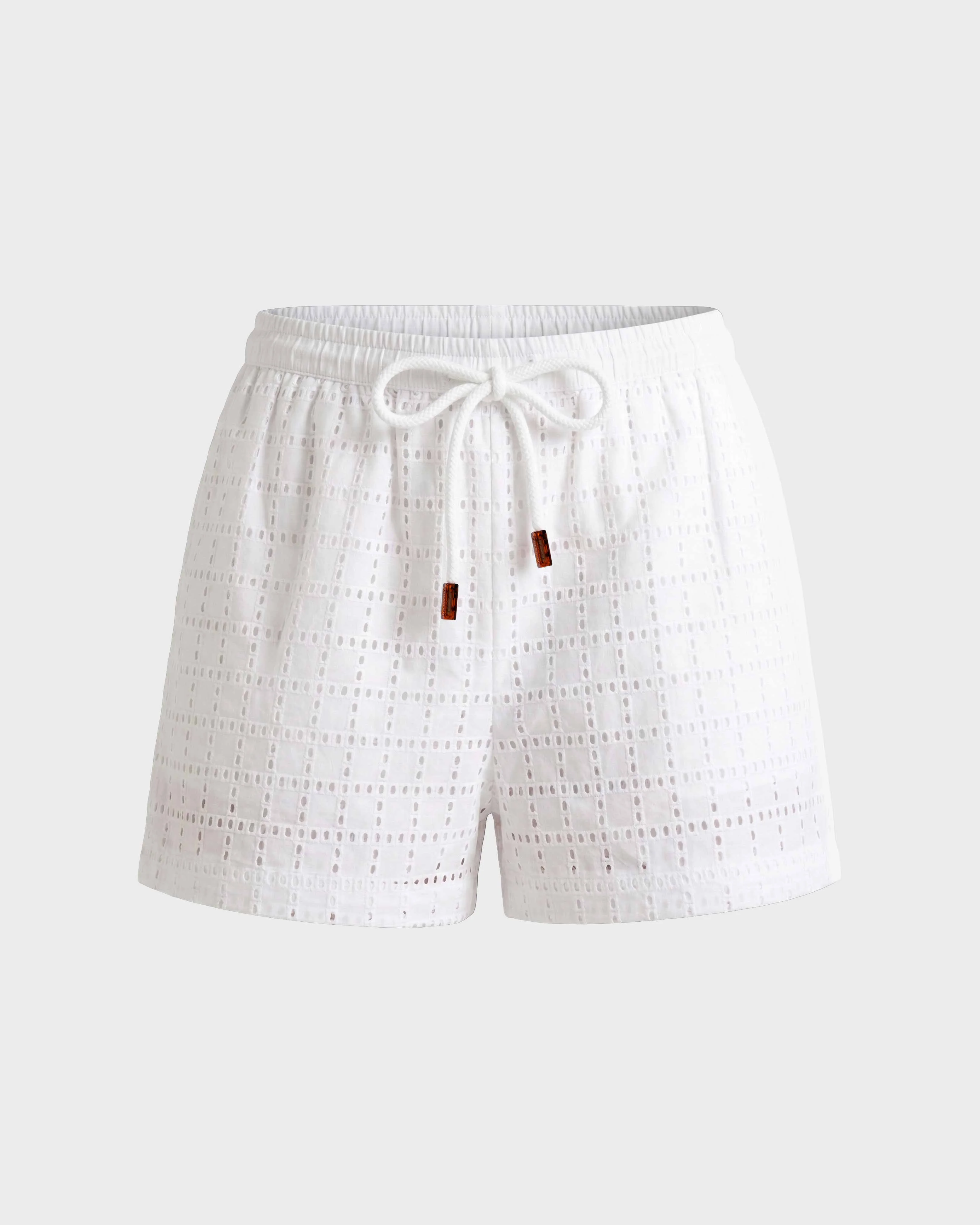 WOMEN GEOMETRIC BRODERIE ANGLAISE SHORTS - 1