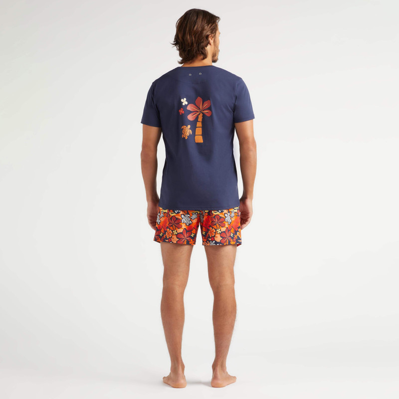 Men Organic Cotton T-shirt Monoi Turtles Back Print 4