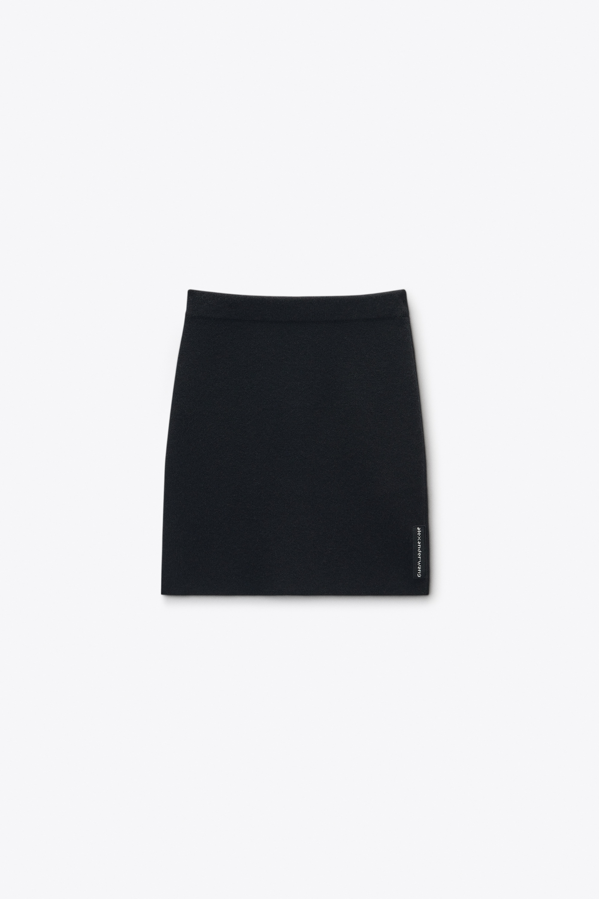 Black Wool-Blend Mini Skirt with Logo Patch - 1