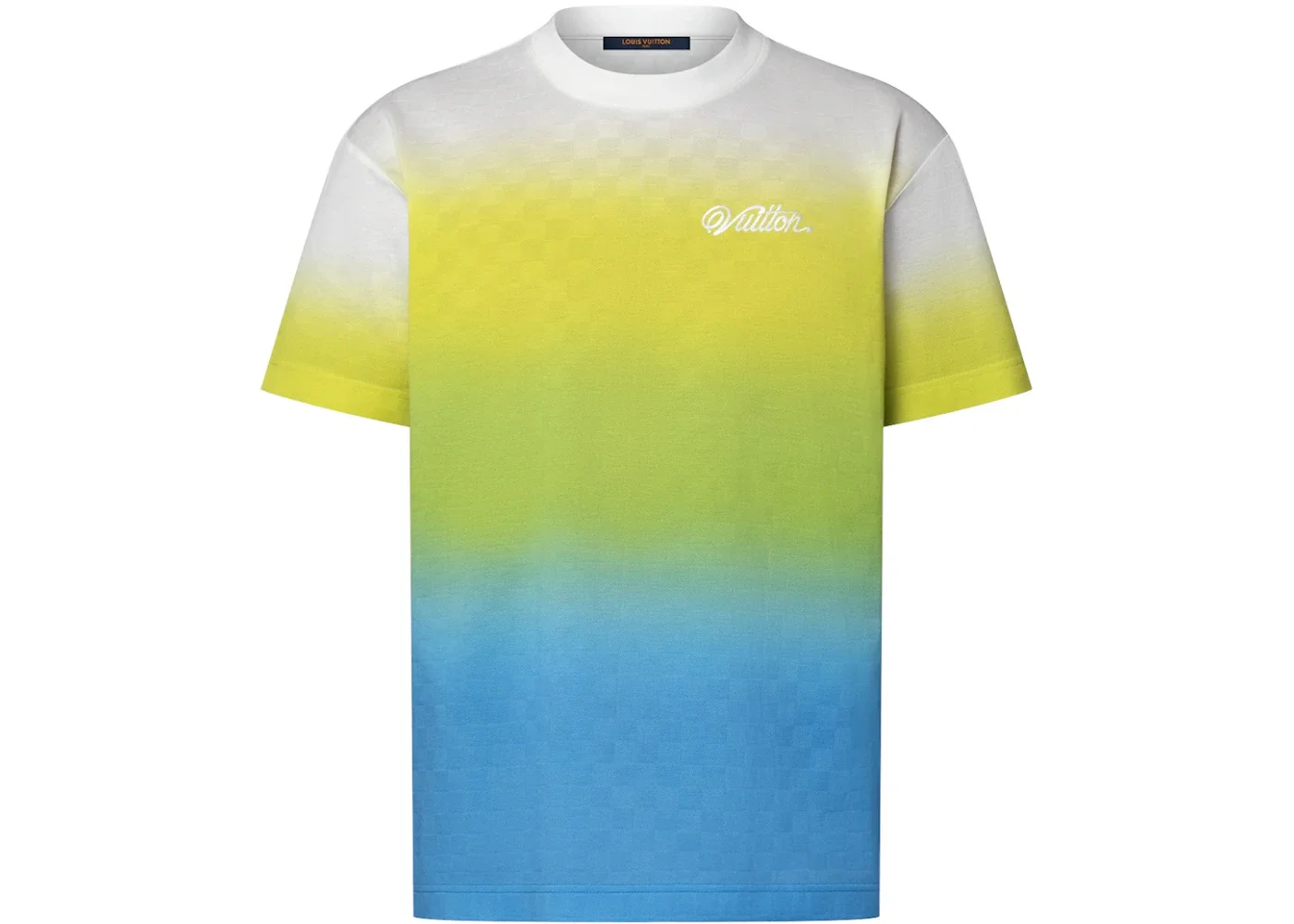 Louis Vuitton Damier Gradient Jacquard Cotton T-shirt Green Yellow - 1