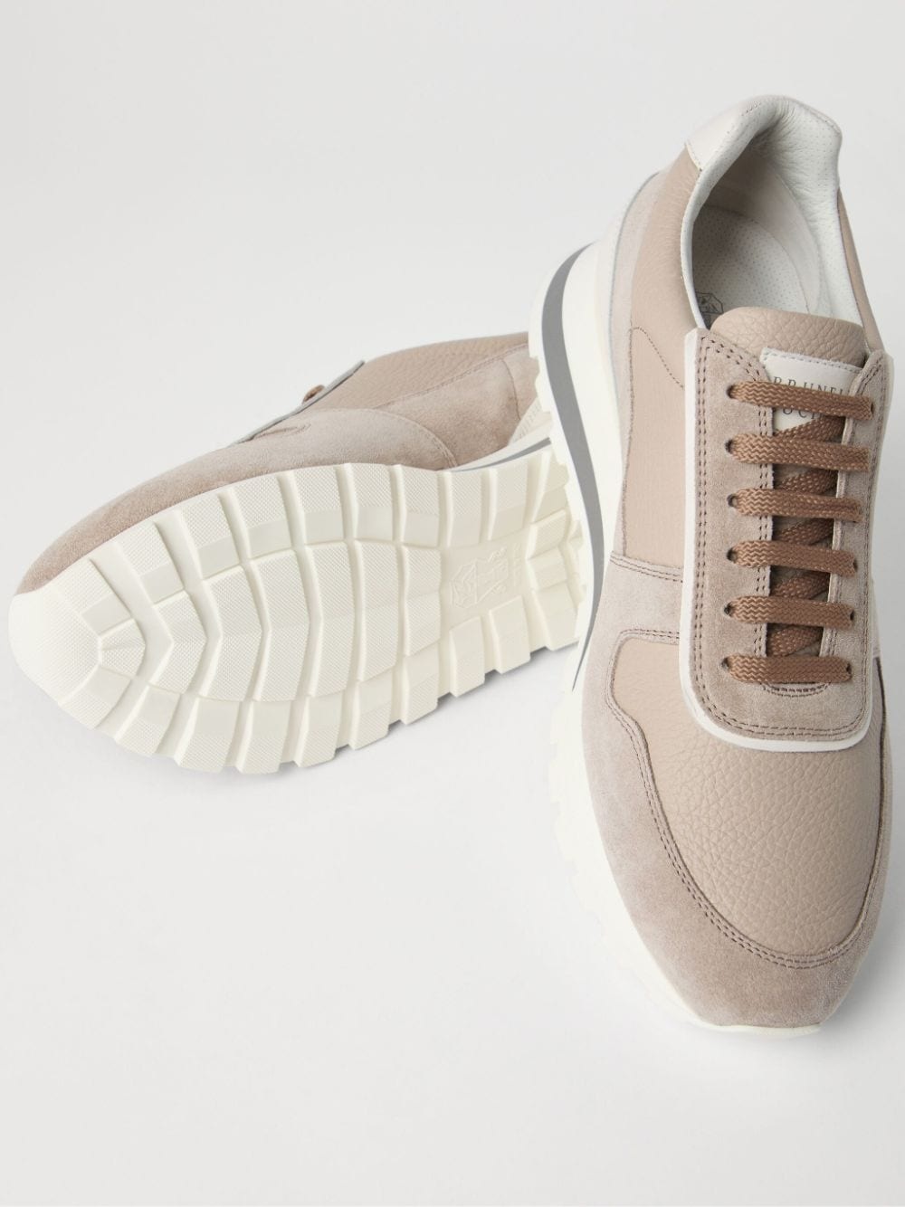 leather panelled sneakers - 4