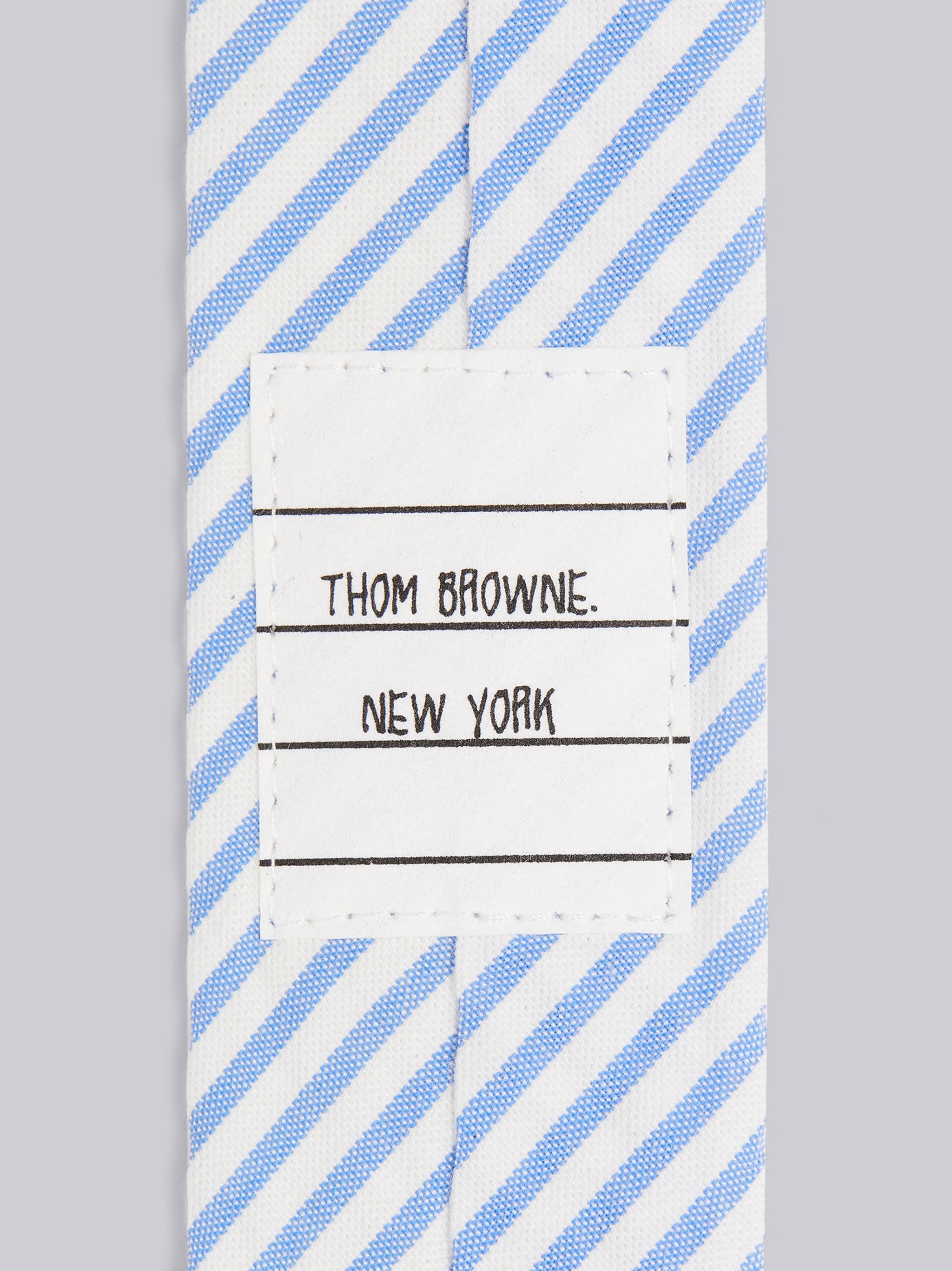 Light Blue Funmix Cotton Seersucker Diagonal Stripe Classic Tie - 2