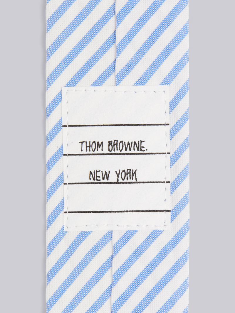 Thom Browne Light Blue Funmix Cotton Seersucker Diagonal Stripe Classic Tie outlook