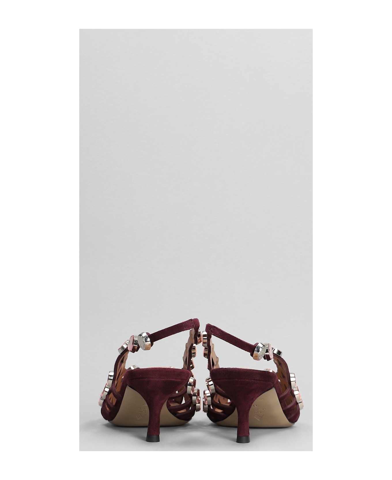 Grid Pumps In Bordeaux Suede - 4