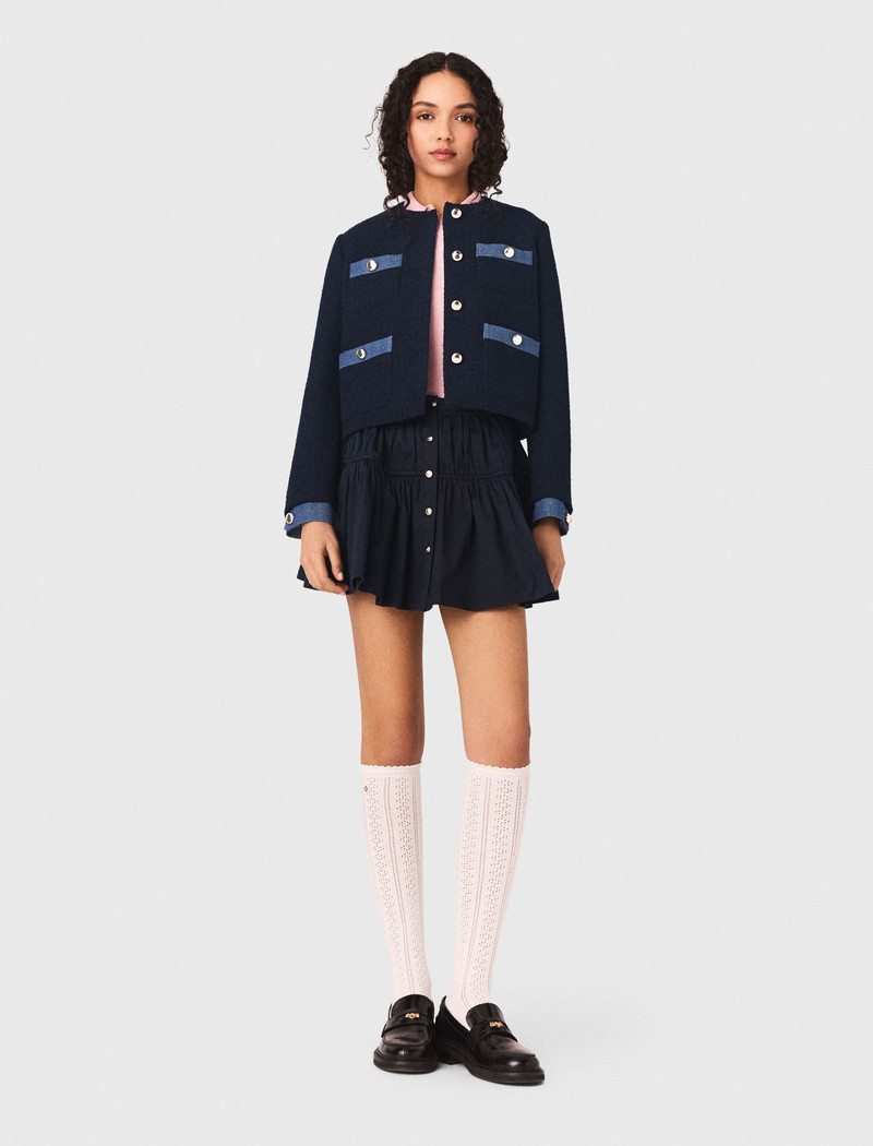 maje Tweed jacket with denim trim outlook