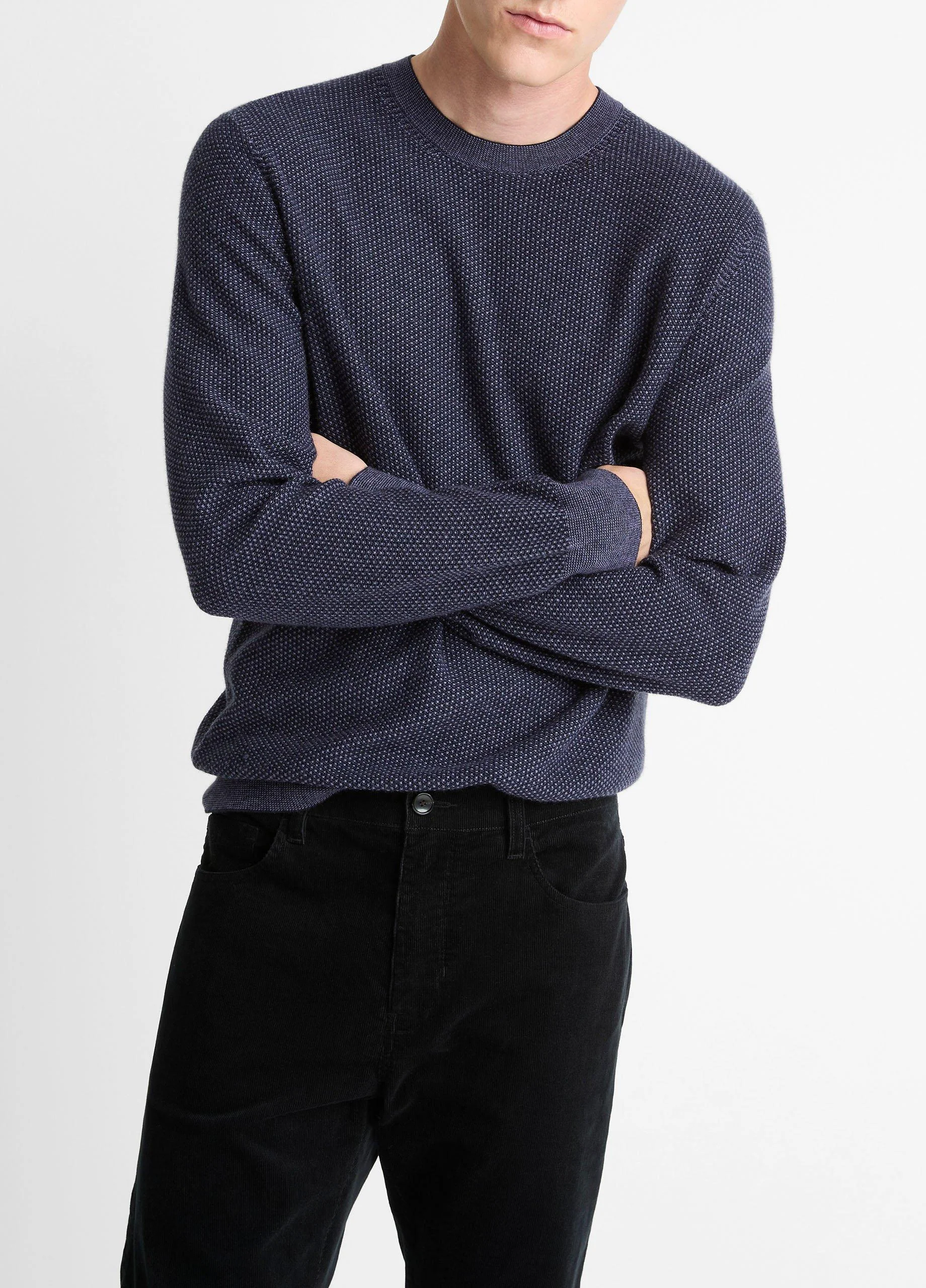 Geo-Jacquard Wool-Blend Crew Neck Sweater - 1