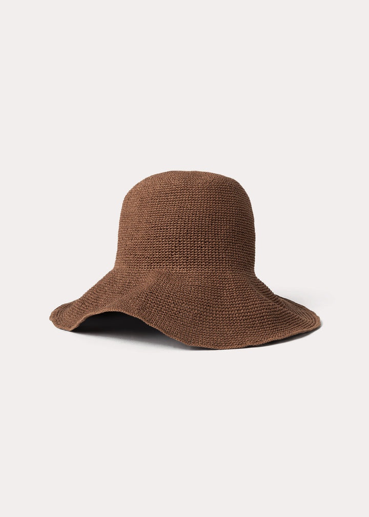Paper straw hat sun bleached brown - 1