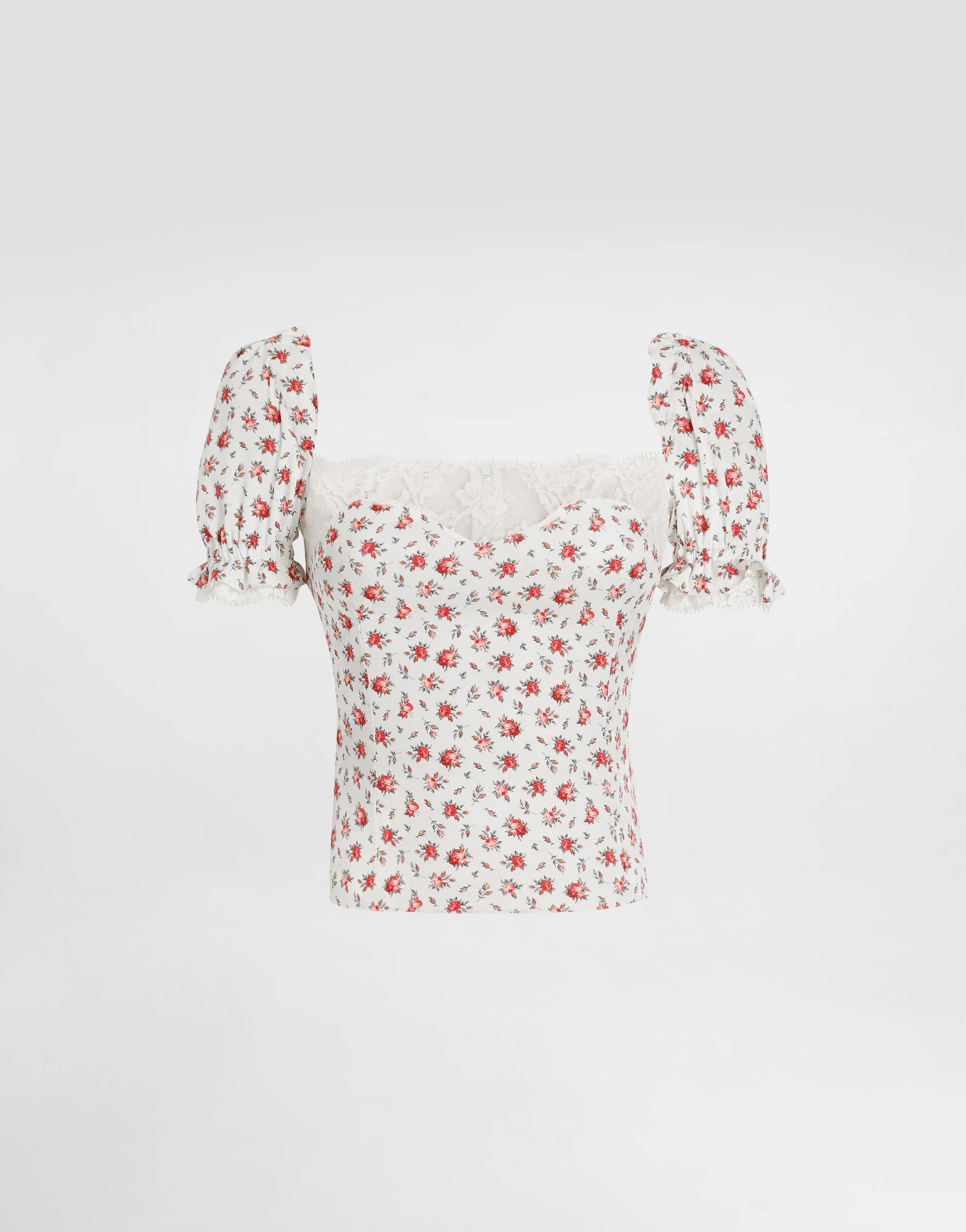 Small rose-print charmeuse top - 1
