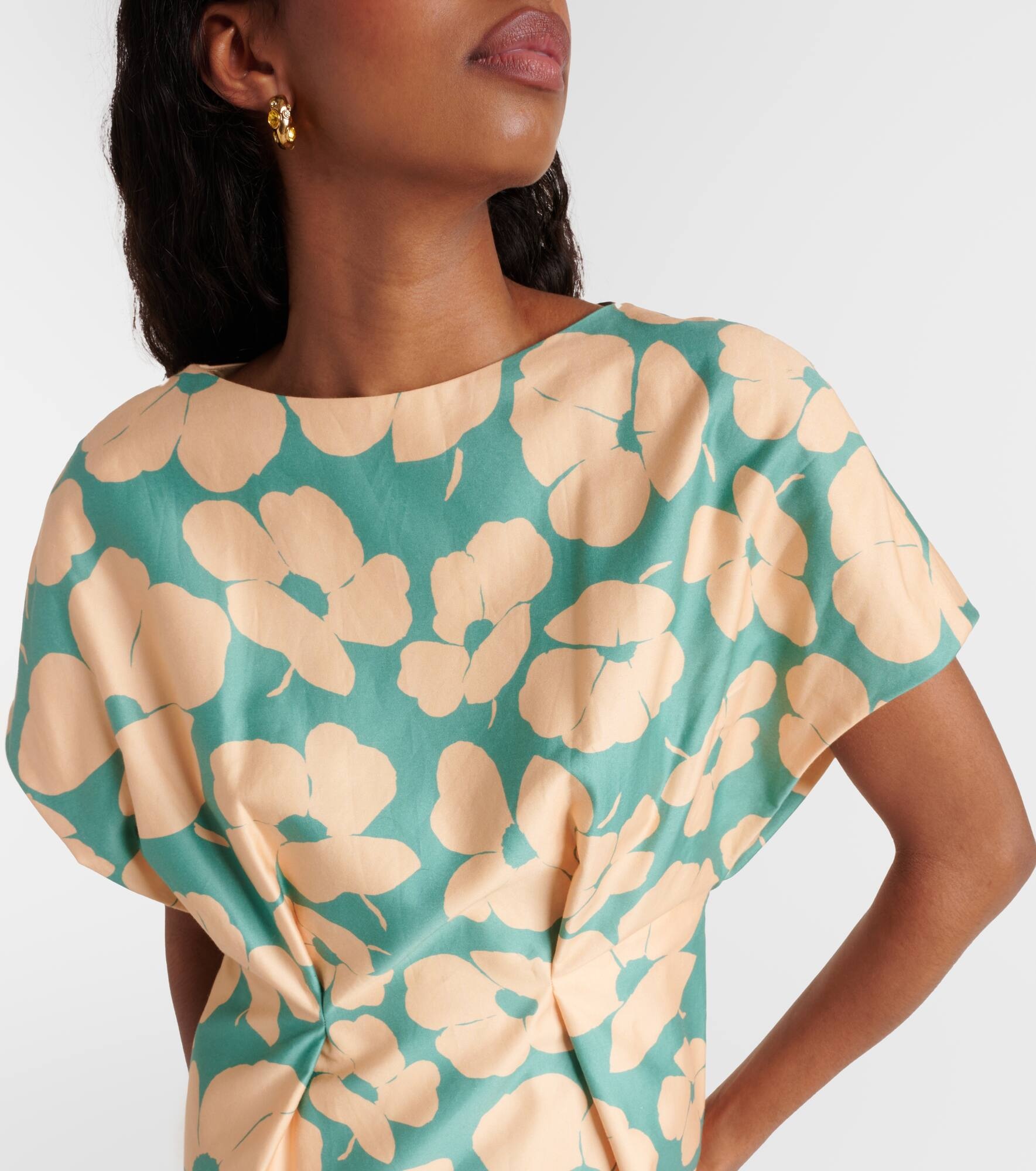 Floral satin midi dress - 4