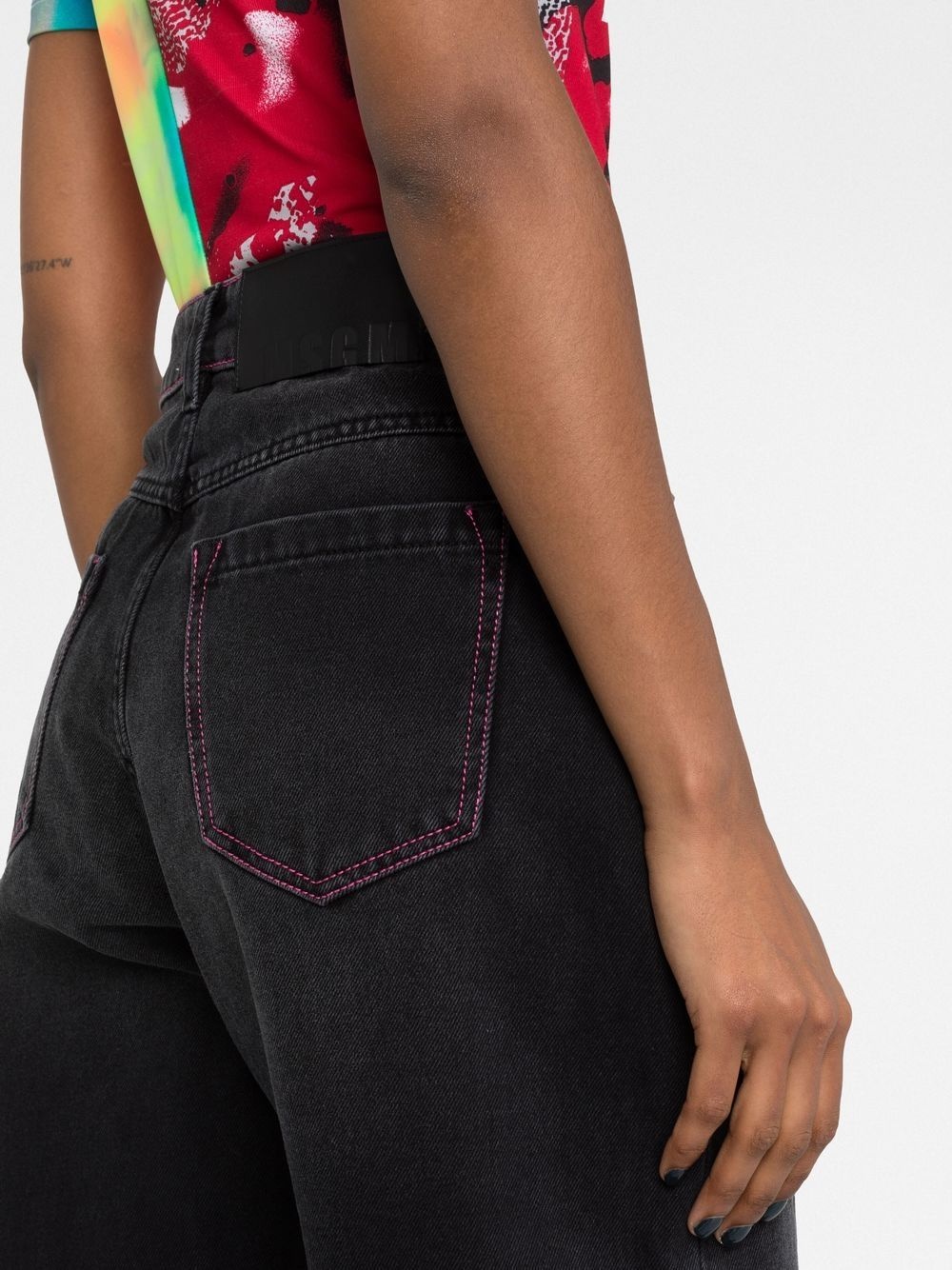 barrel-leg high waisted jeans - 3