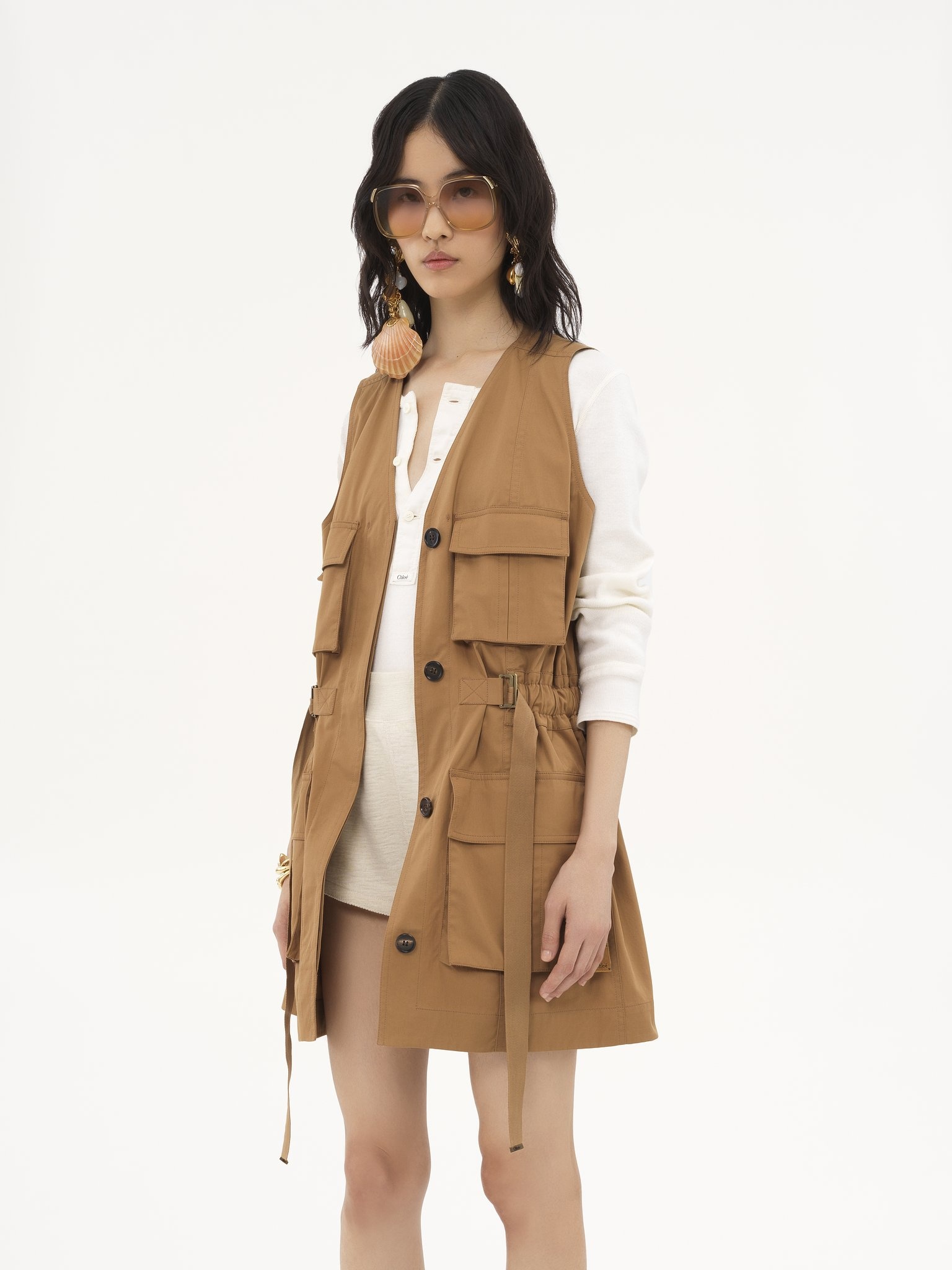 UTILITARIAN VEST IN LIGHT COTTON GABARDINE - 4