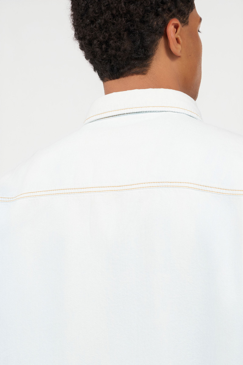 Light Blue Denim Shirt With Contrast Stitching 7