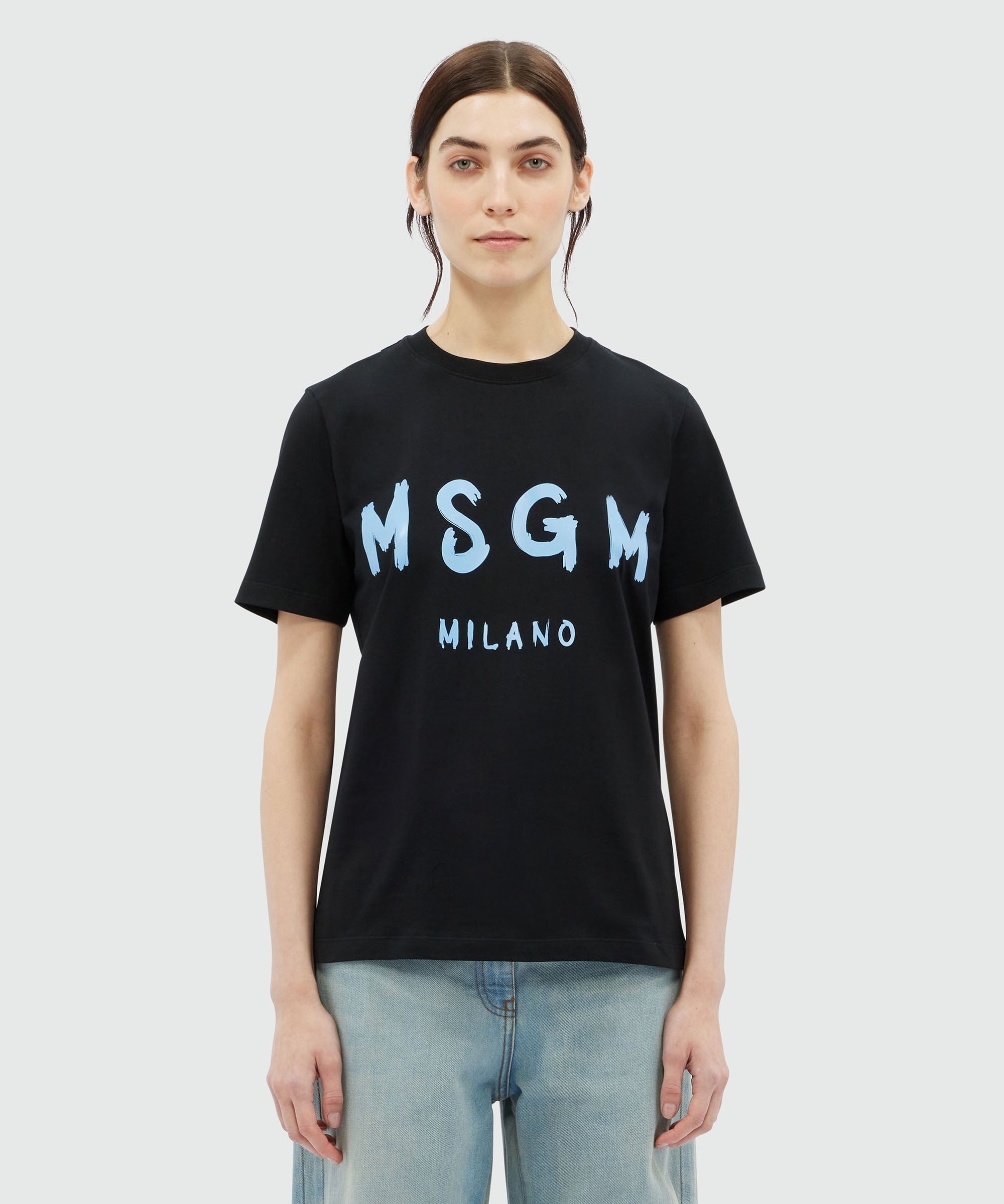 Black jersey T-Shirt with brushed logo - 2