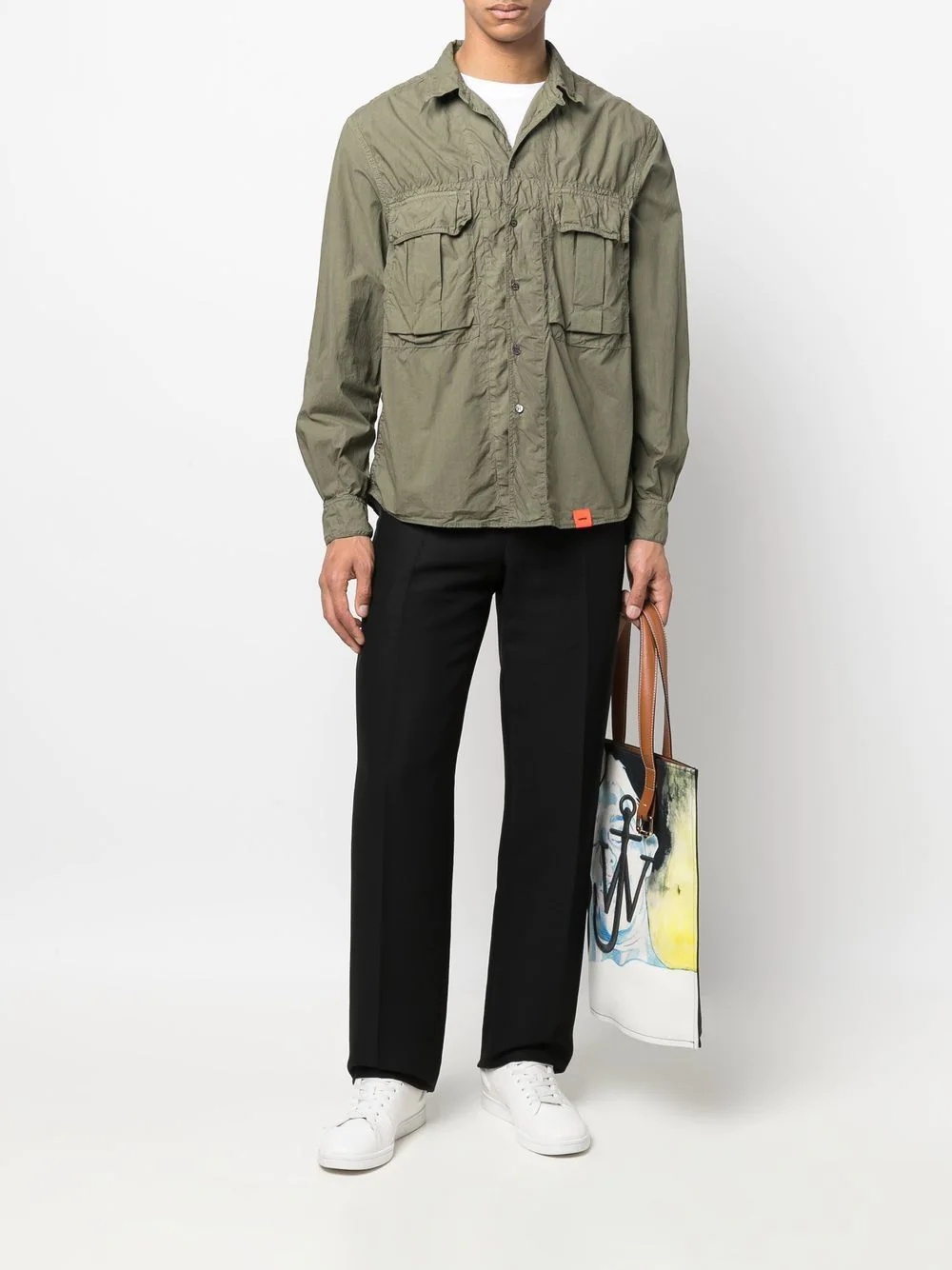 gathered seam-detail cargo shirt - 2