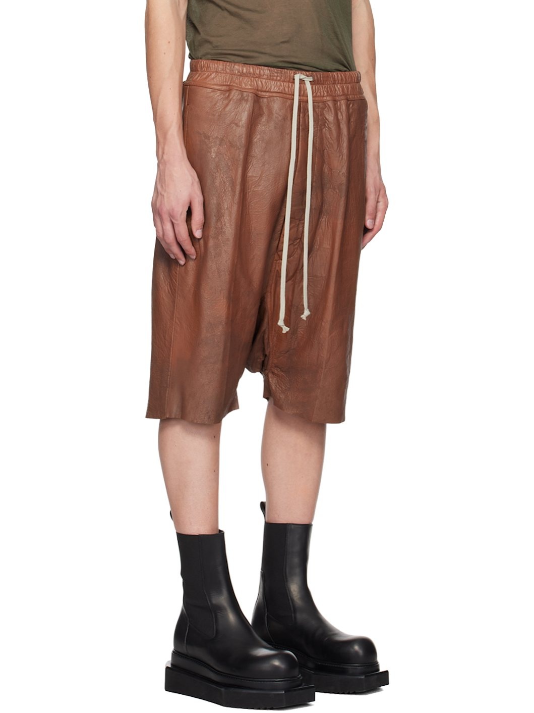 Red Megablister Leather Shorts - 2