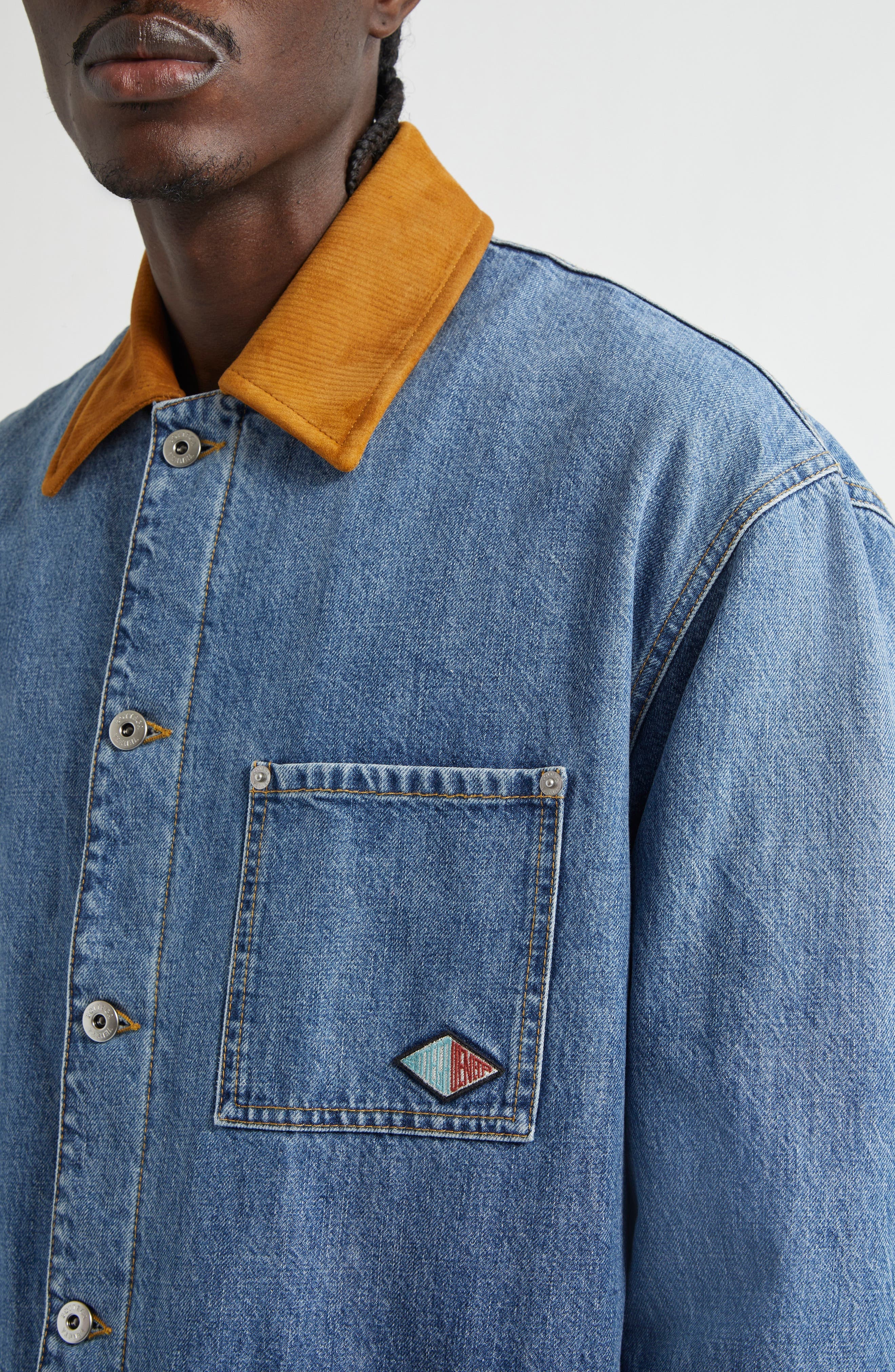 Bottega Veneta Padded Denim Workwear Jacket in 4715 Mid Blue at Nordstrom - 5