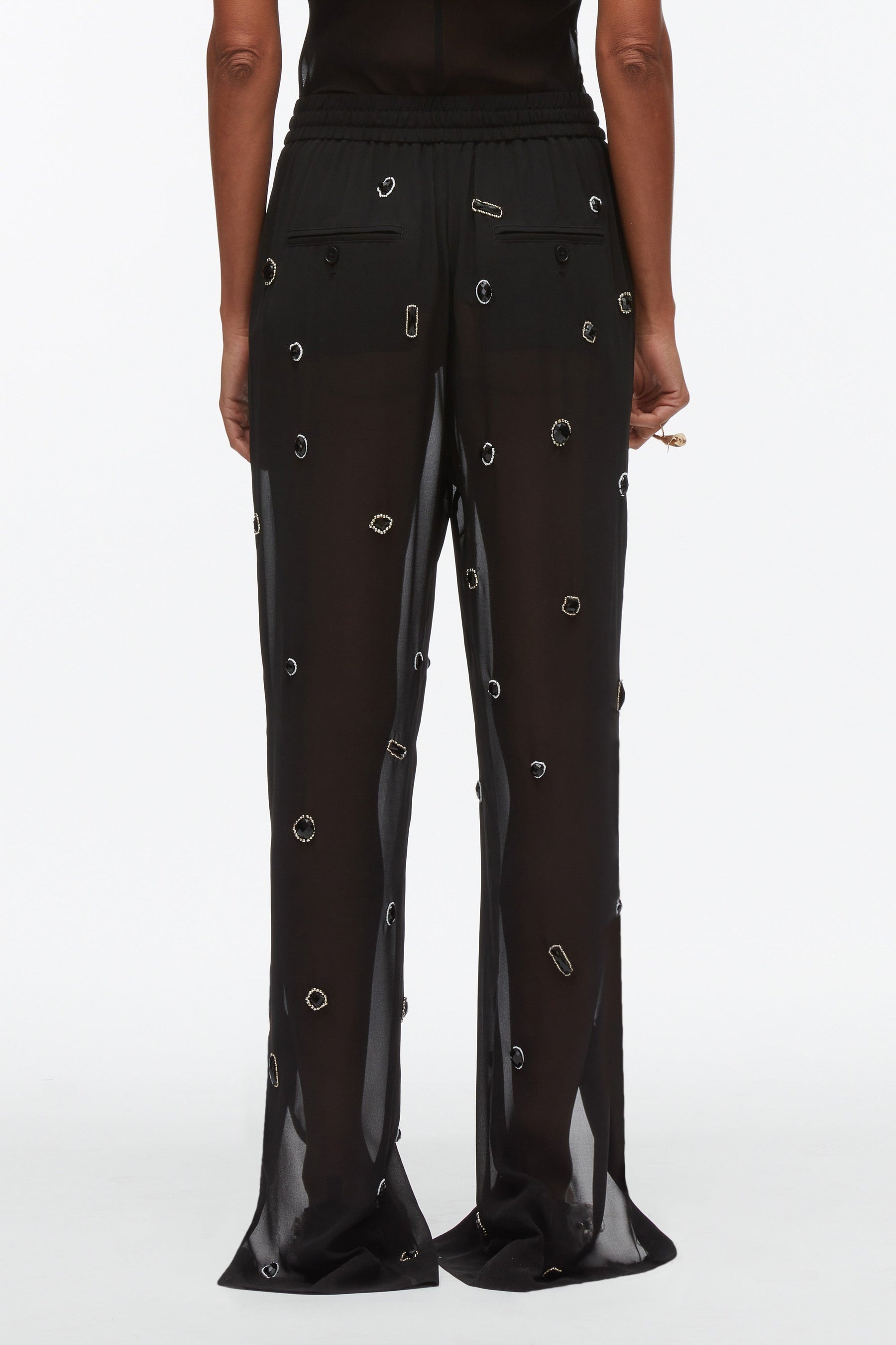 Halo Embroidered Chiffon Pant - 4