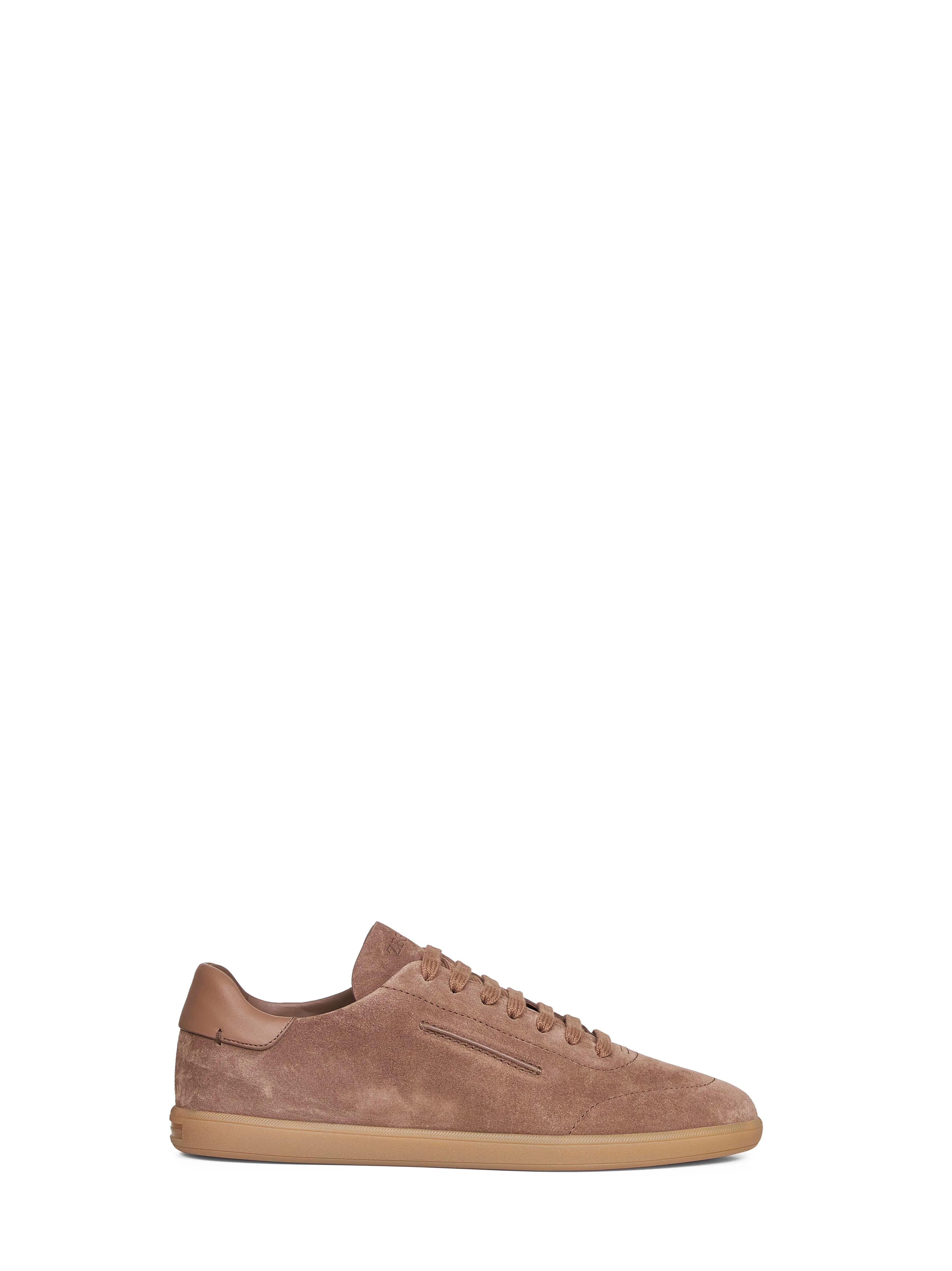 Dark beige suede 232 low-top sneakers - 1