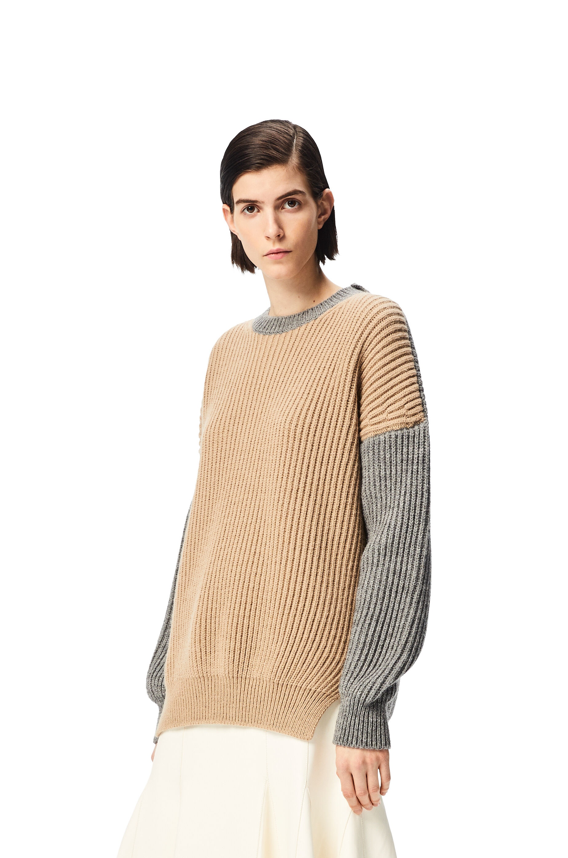 Oversized ribbed sweater in wool and alpaca - 3