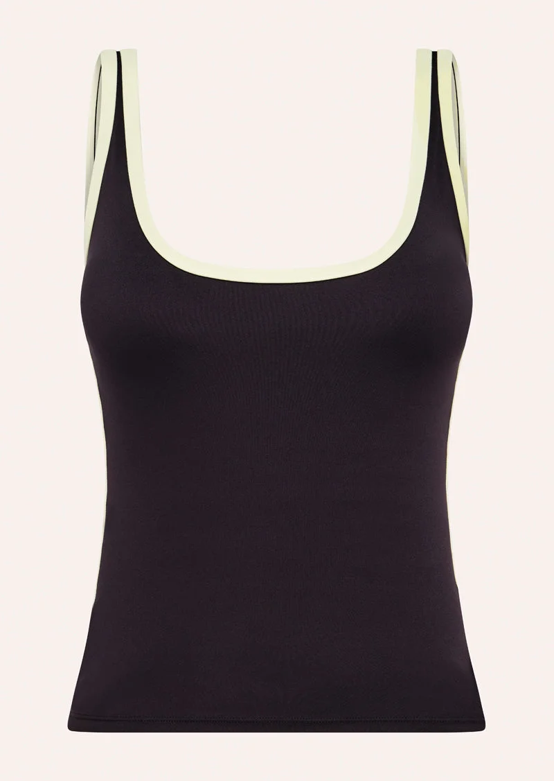 SOLIS SCOOP TANK IN BLACK BEAN & SOFT YELLOW - 1