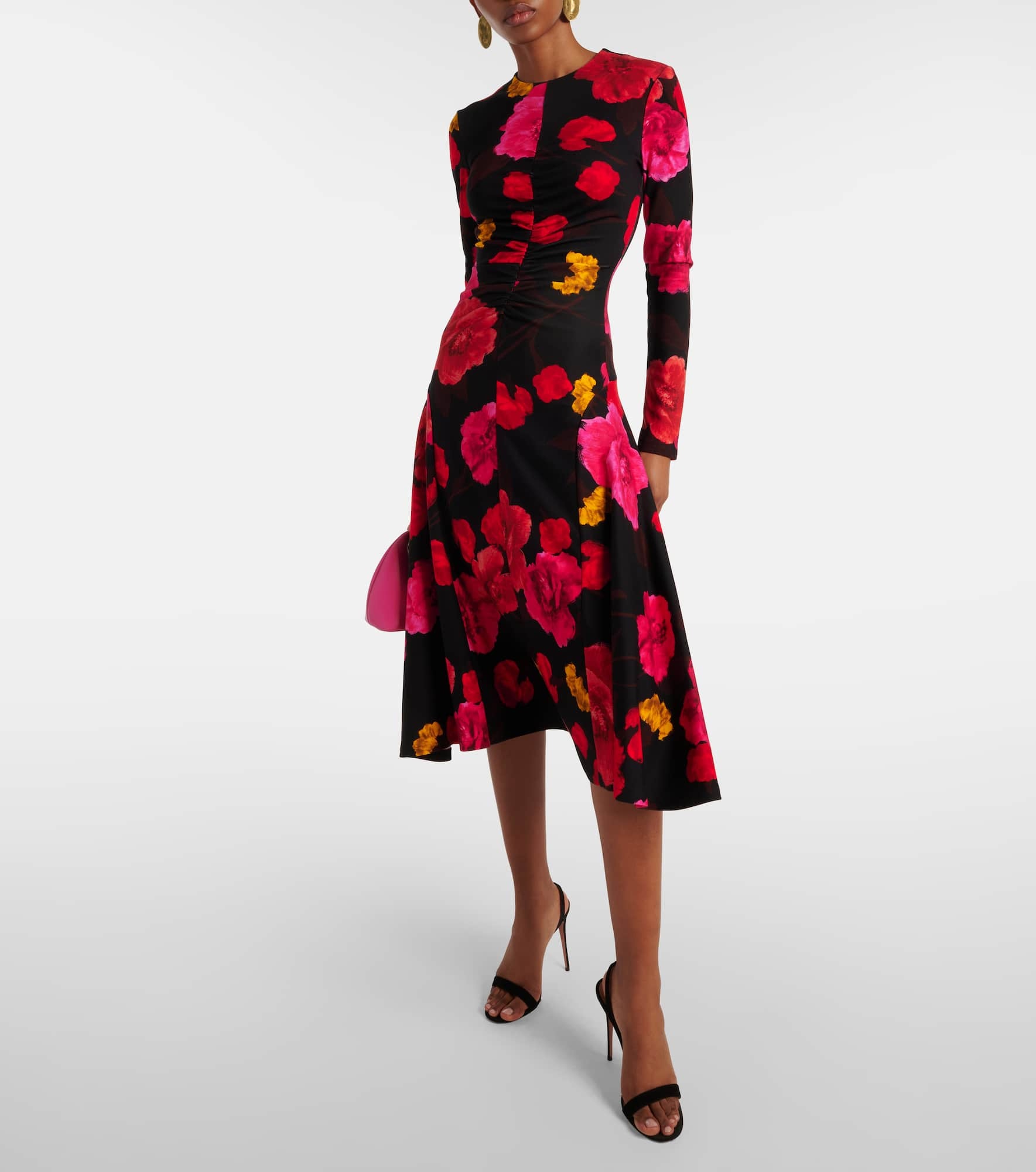 Floral gathered midi dress - 2