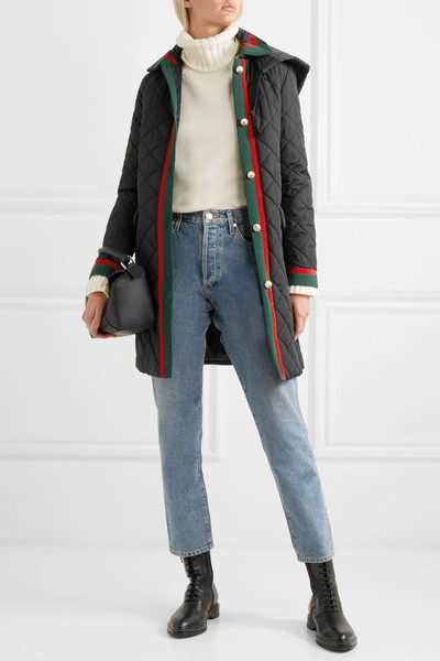 GUCCI Hooded grosgrain-trimmed quilted shell coat outlook