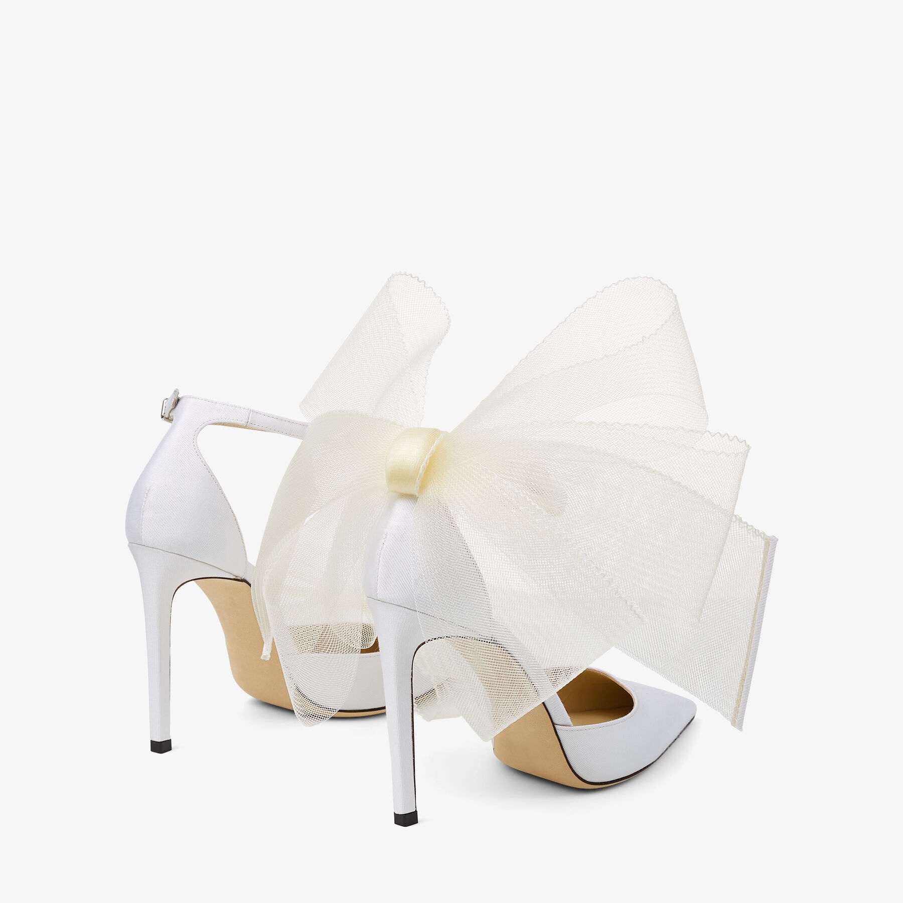 Averly 100
Latte Pumps with Asymmetric Grosgrain Mesh Fascinator Bows - 7