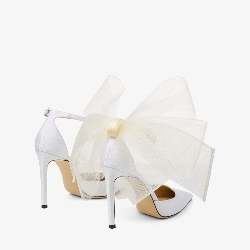 Averly 100 Latte Pumps with Asymmetric Grosgrain Mesh Fascinator Bows 7