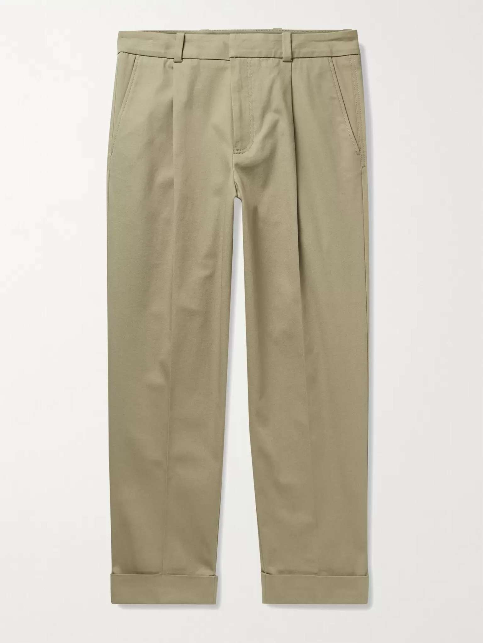 Pierre Tapered Cropped Pleated Cotton-Blend Trousers - 1