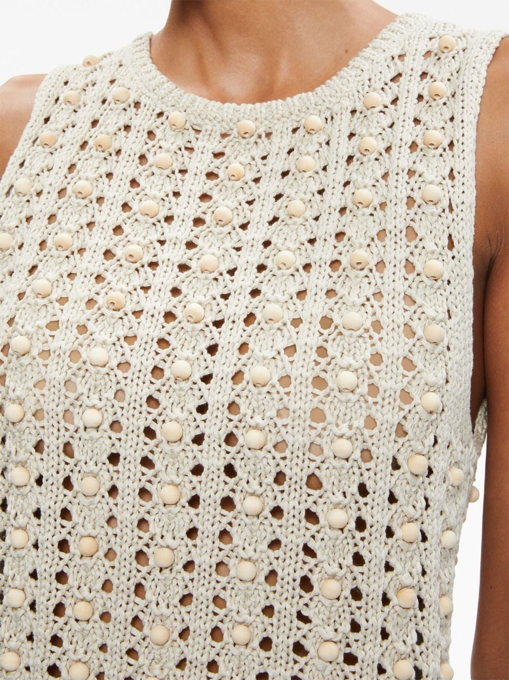 bead-embellished open-knit top - 5