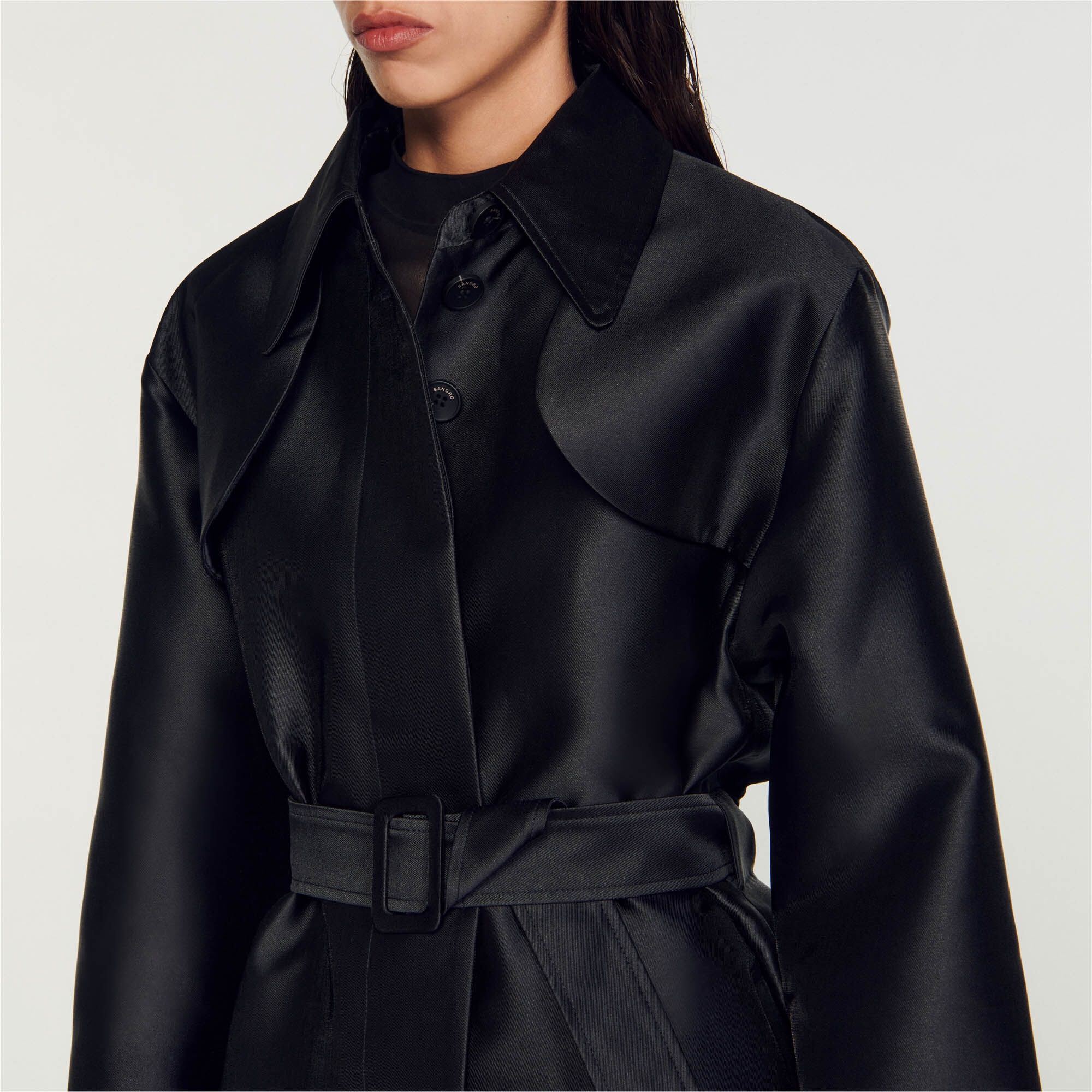 SATIN-EFFECT TRENCH COAT - 4