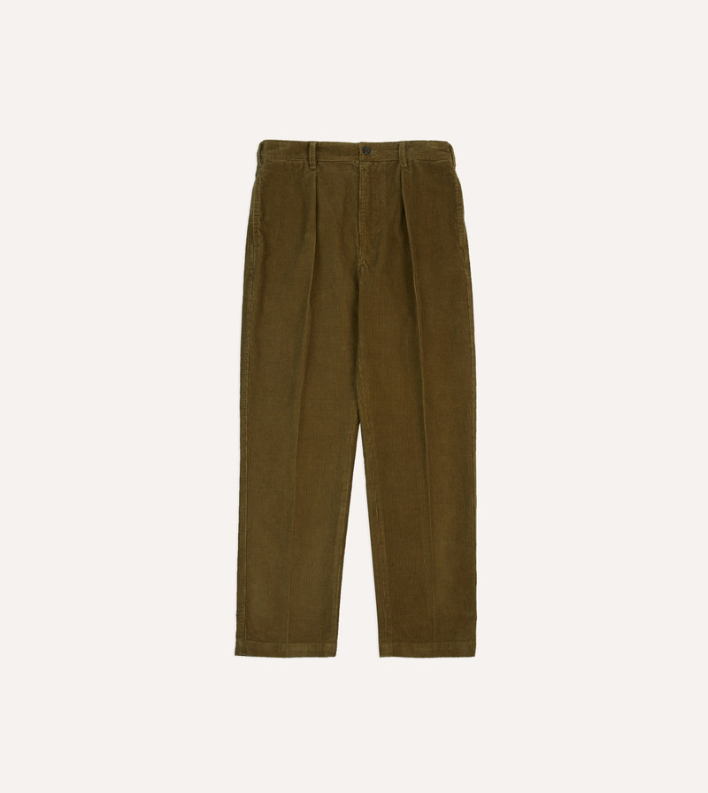 Olive Cotton Corduroy Field Games Trousers - 1