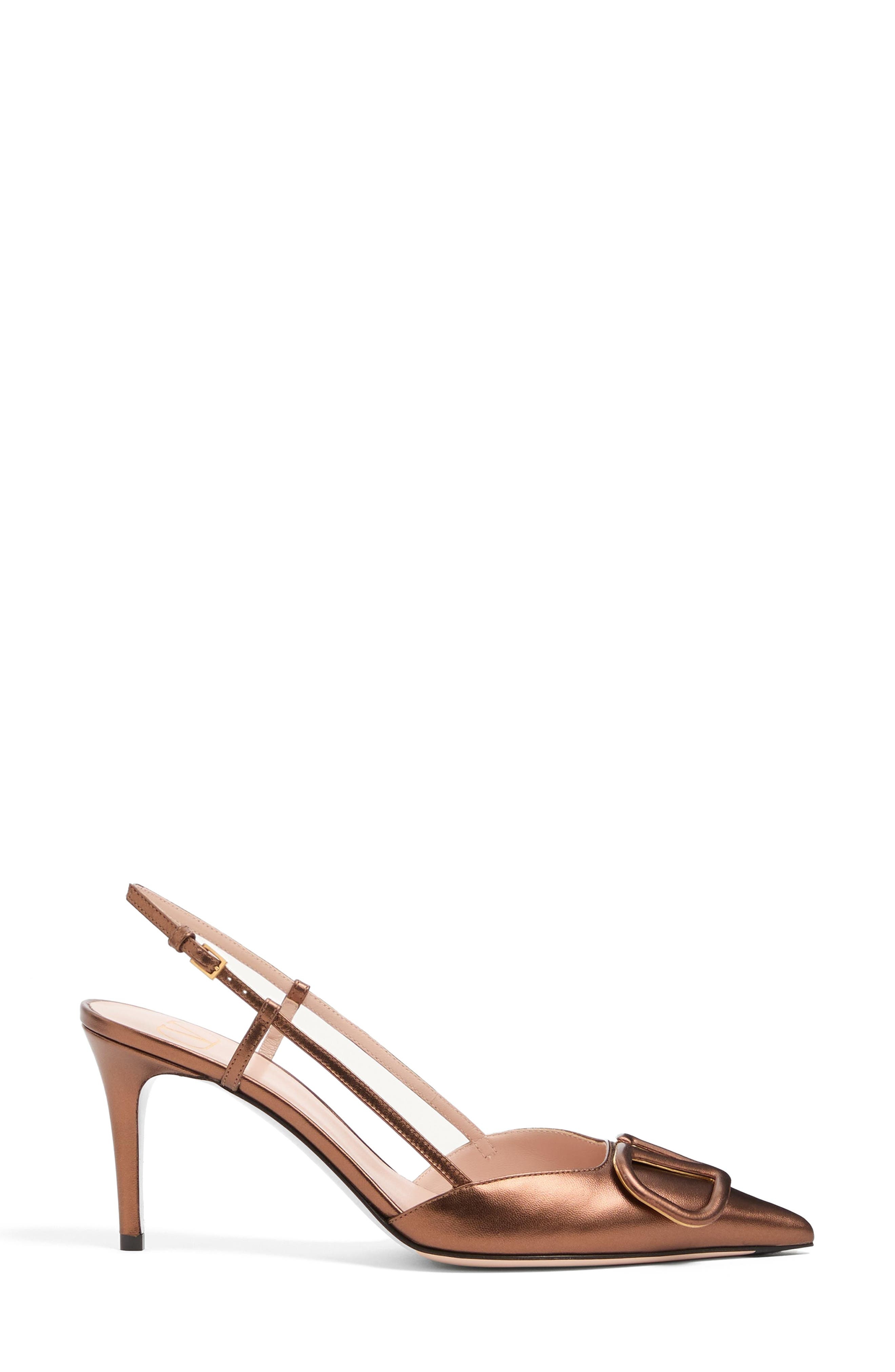 Valentino Garavani VLOGO Signature Metallic Slingback Pump in Bronze at Nordstrom - 4