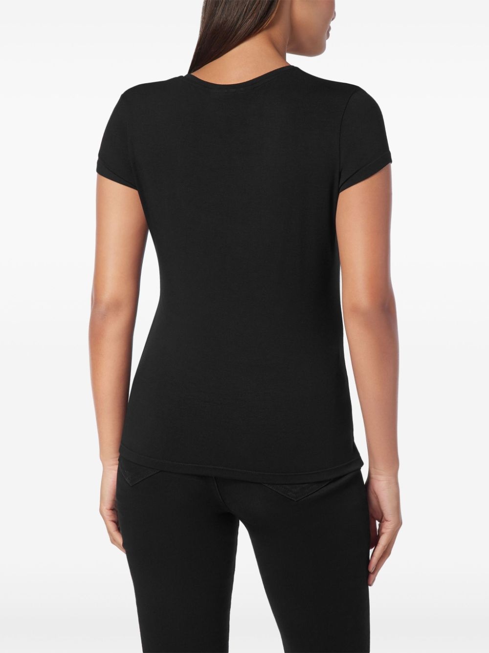logo-appliqué V-neck T-shirt - 2