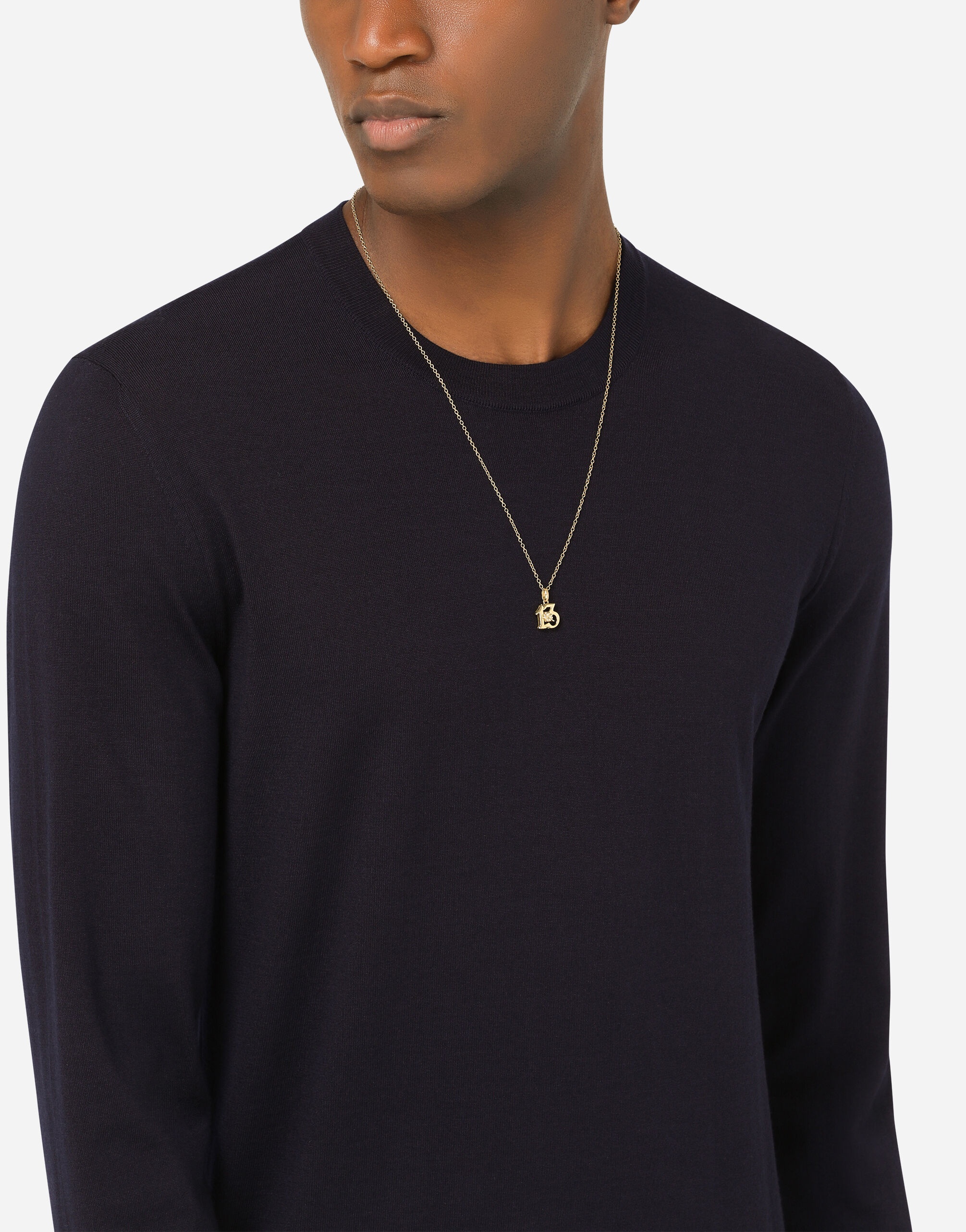 Good luck number 13 pendant on yellow gold chain - 2