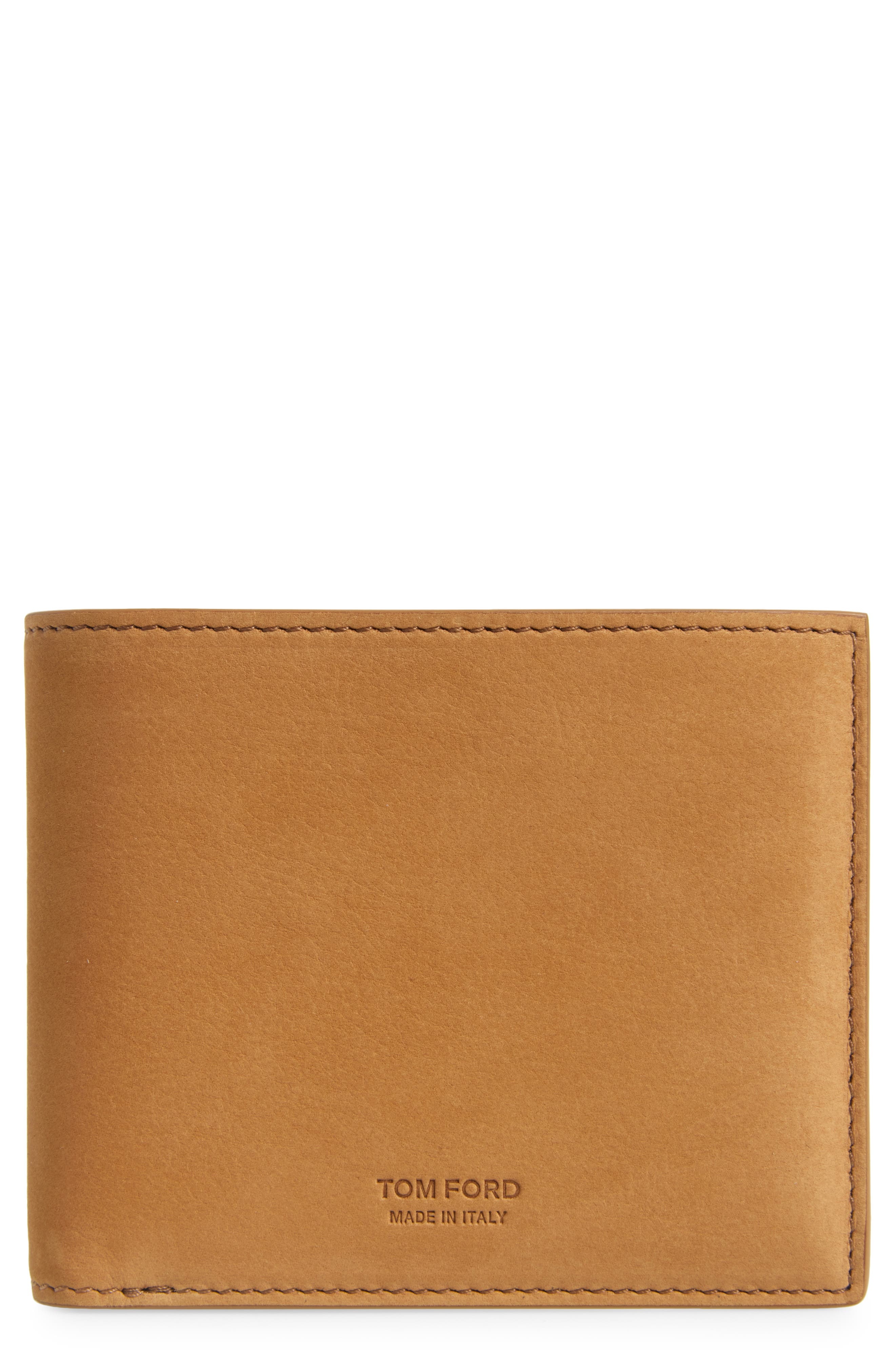 TOM FORD T-Line Nubuck Leather Bifold Wallet in Caramel at Nordstrom - 1