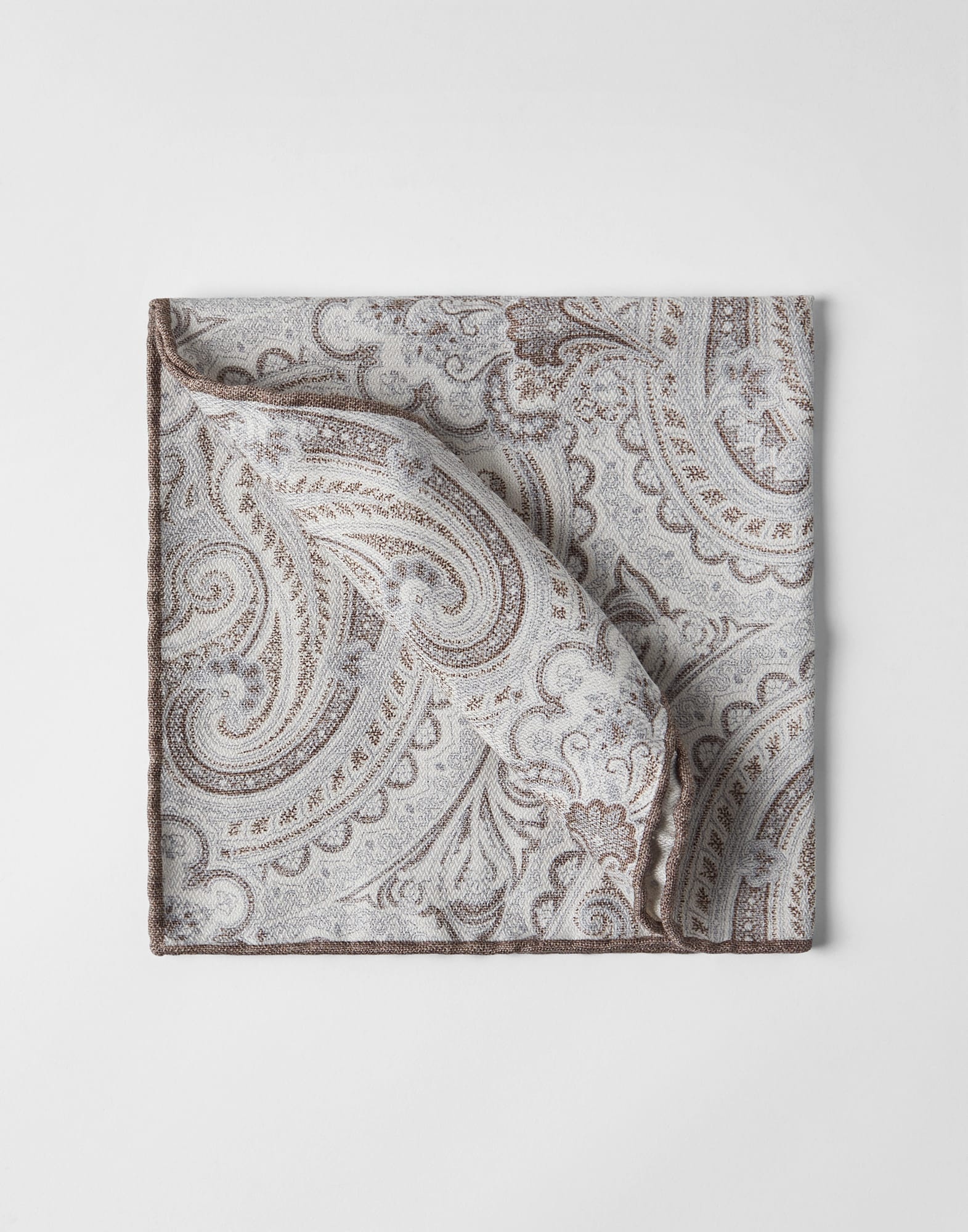 Double face silk pocket square with Paisley design - 1