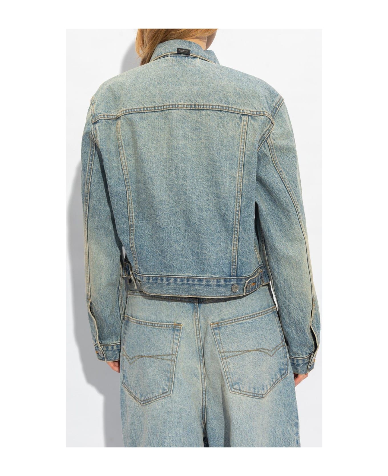 Collared Button-up Denim Jacket - 3