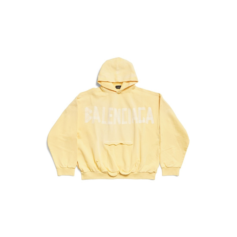 Men's Tape Type Ripped Pocket Hoodie in Yellow 1